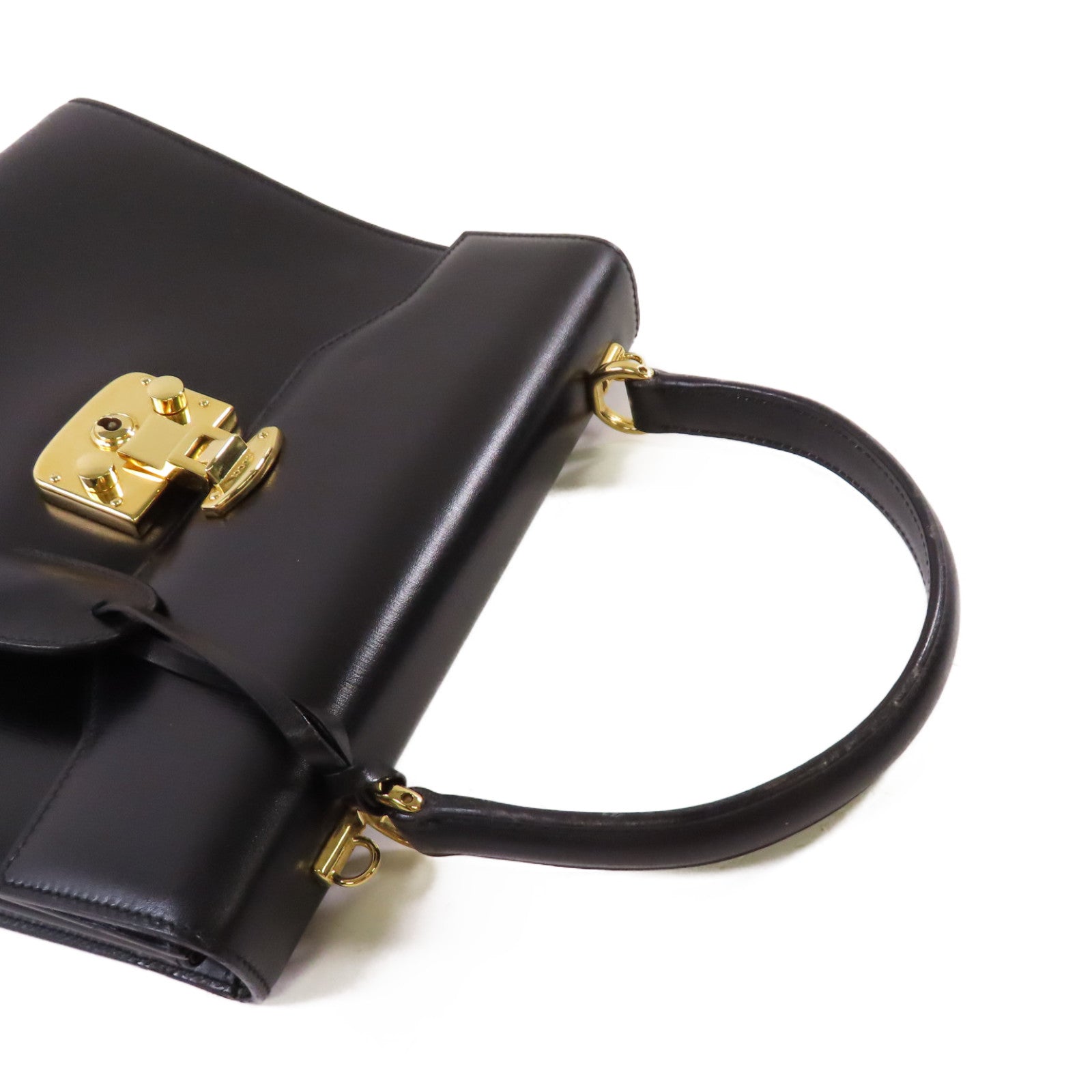 GUCCI 牛皮皮革Vintage Lady Lock Hand Bag金扣手挽袋黑色