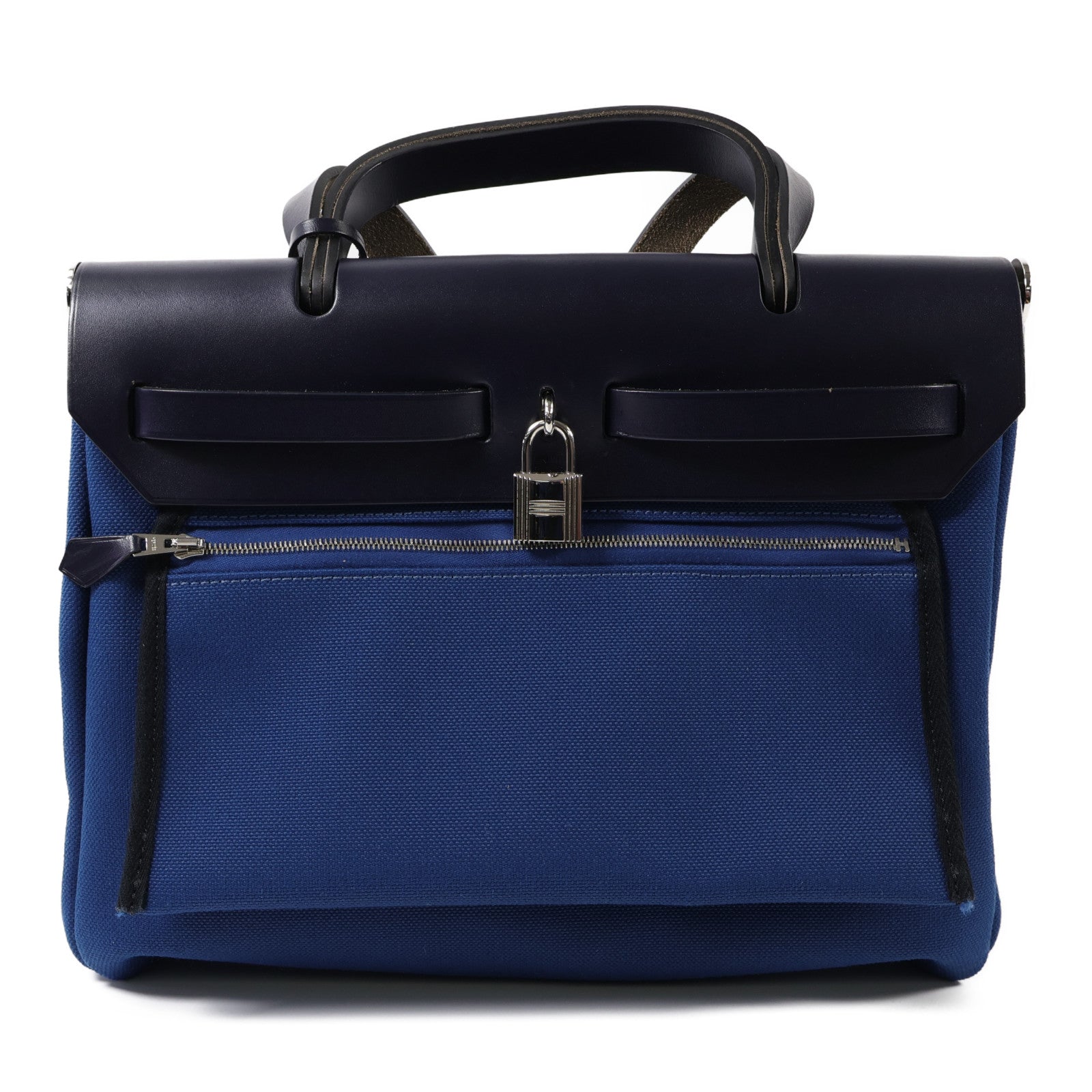 HERMES 帆布Herbag PM手挽肩背兩用袋Bleu Outremer