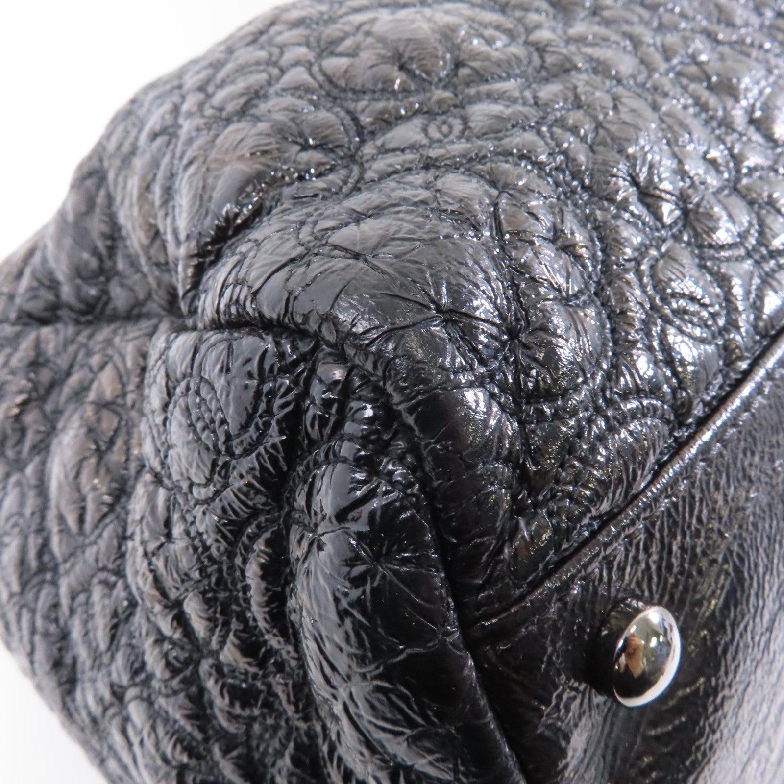 CHANEL 漆皮皮革Chain Shoulder銀扣鏈帶肩背袋黑色