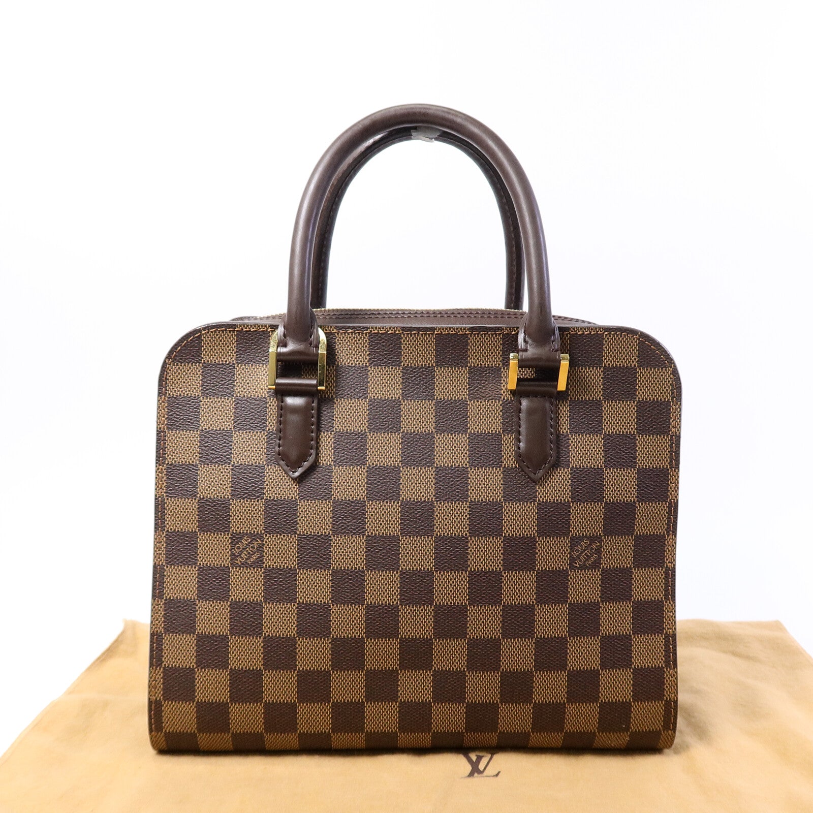 LOUIS VUITTON Damier Triana金扣手挽袋