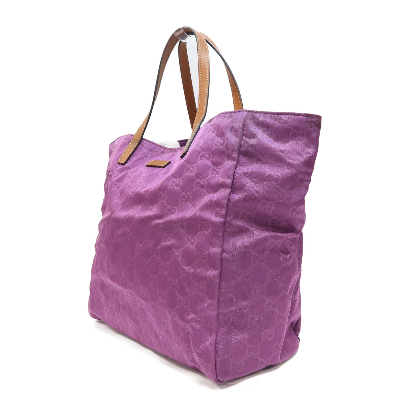 GUCCI 尼龍Tote Bag銀扣手挽袋紫色
