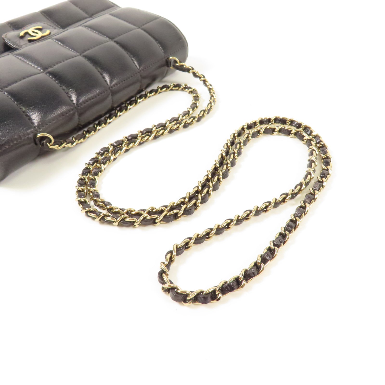 CHANEL 牛皮皮革Shoulder Bag金扣鏈帶肩背袋