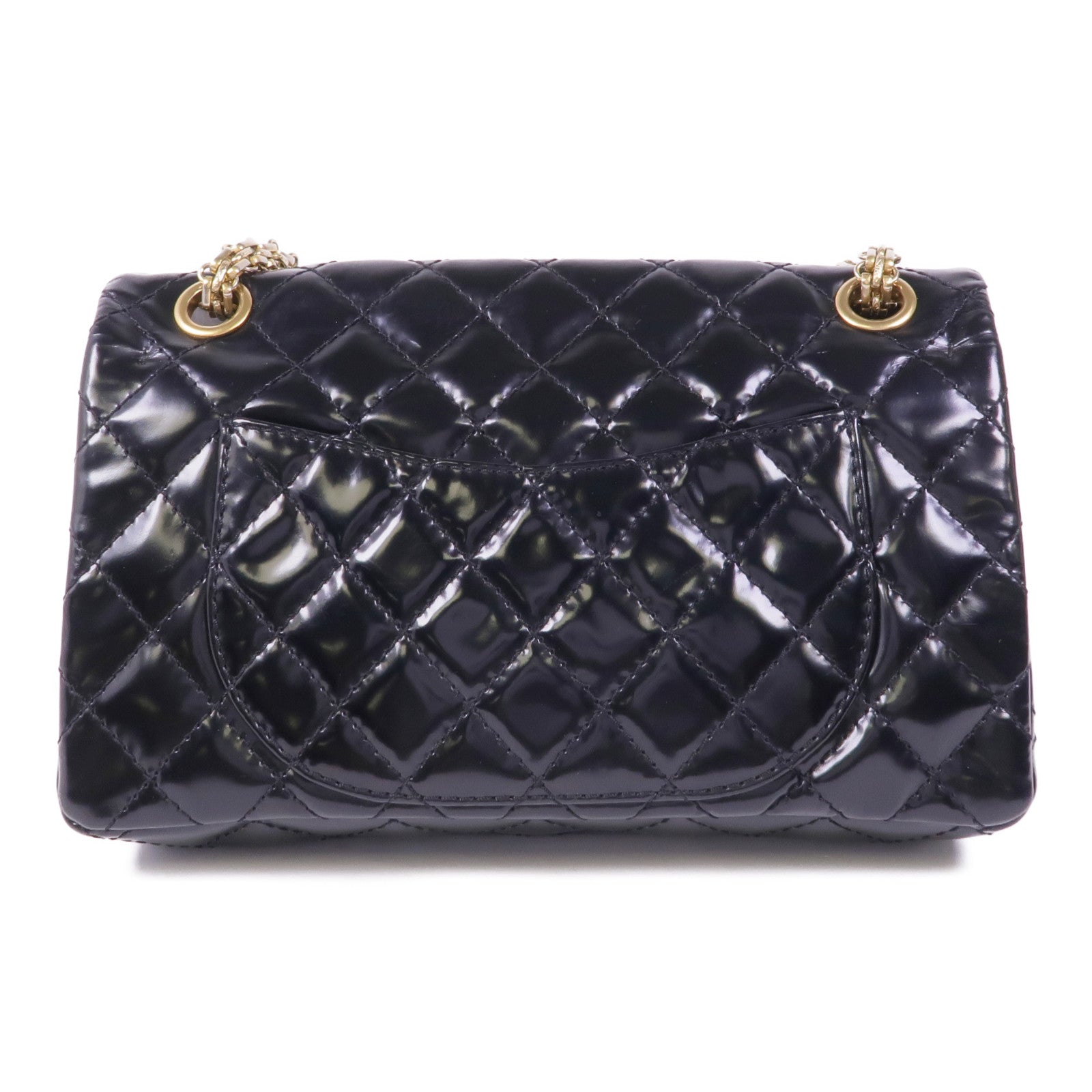 CHANEL 漆皮皮革Chain Shoulder金扣鏈帶肩背袋