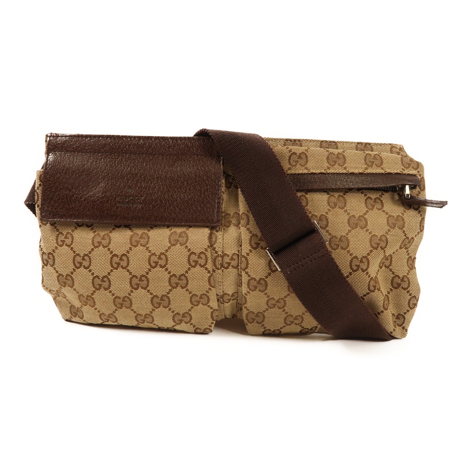GUCCI 帆布Waist Bag銀扣腰包