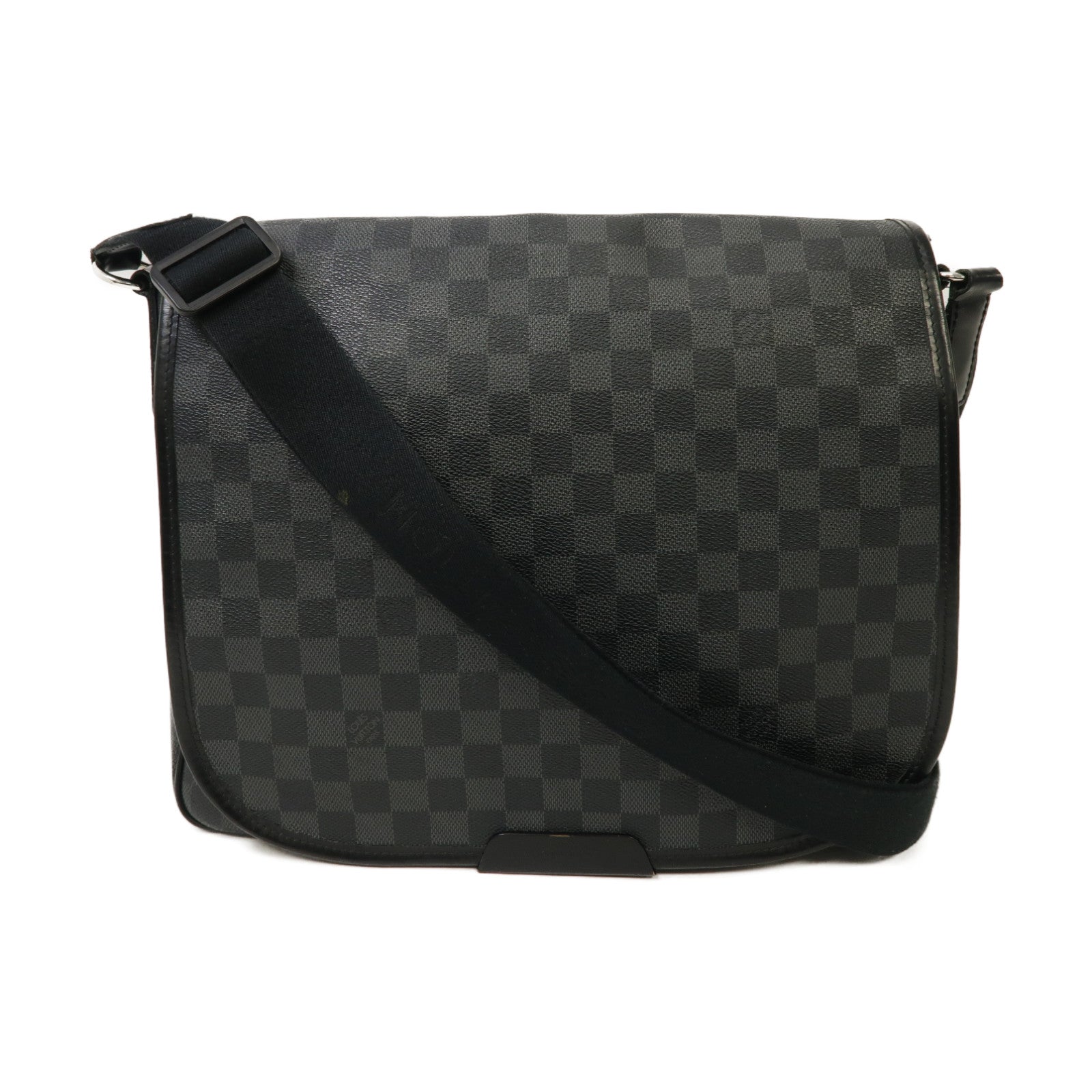 LOUIS VUITTON 【激減優惠】Damier Graphite Daniel MM銀扣肩背袋黑色