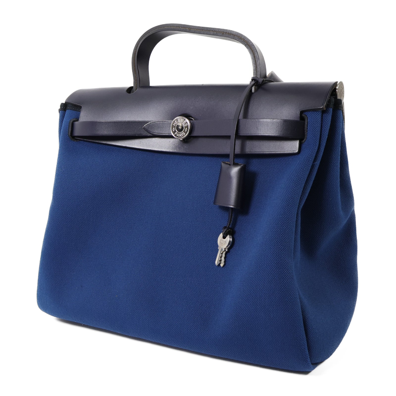 HERMES 帆布Herbag PM手挽肩背兩用袋Bleu Outremer