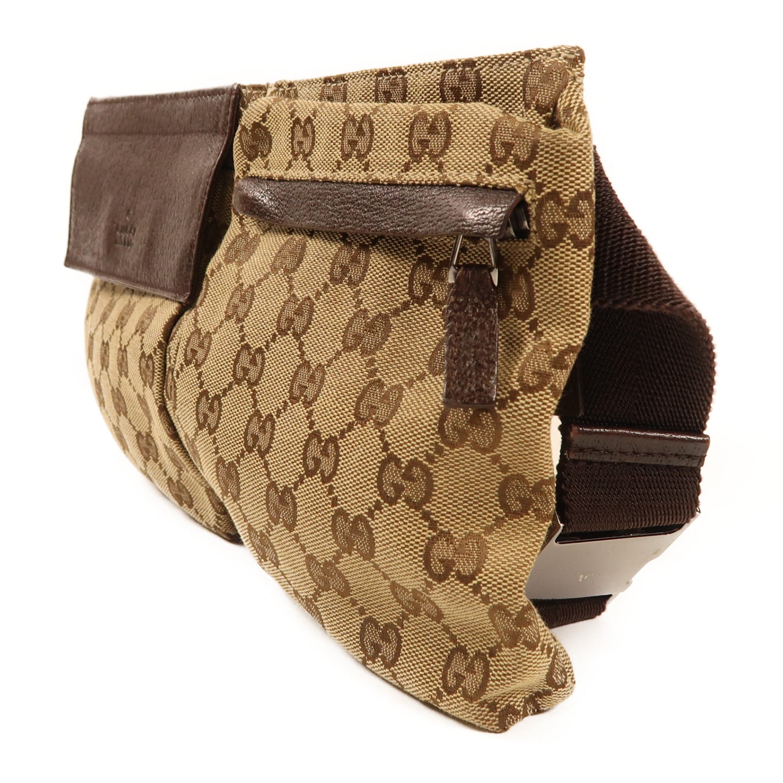 GUCCI 帆布Waist Bag銀扣腰包