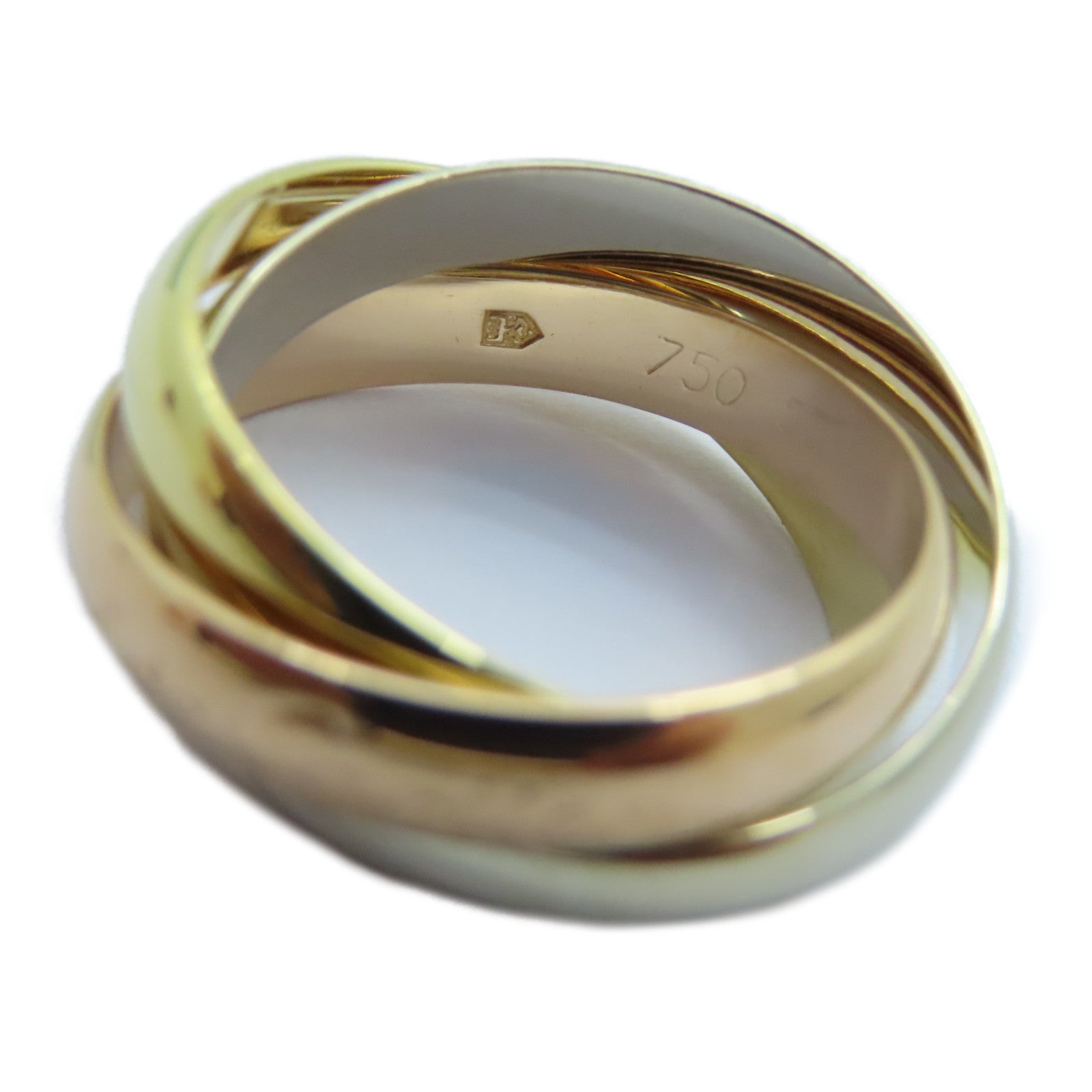 CARTIER 18K黃金/玫瑰金/白金Trinity戒指US#5.25/Cartier#50