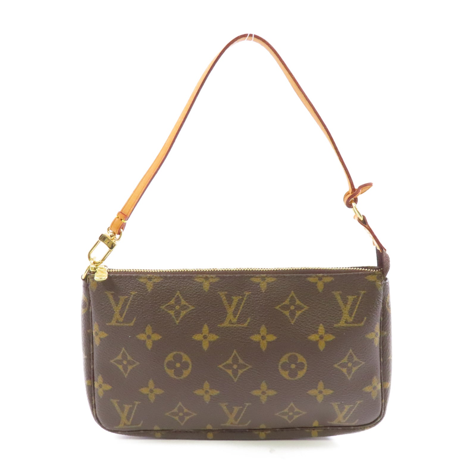 LOUIS VUITTON Monogram Pochette Accessoires金扣手挽袋啡色