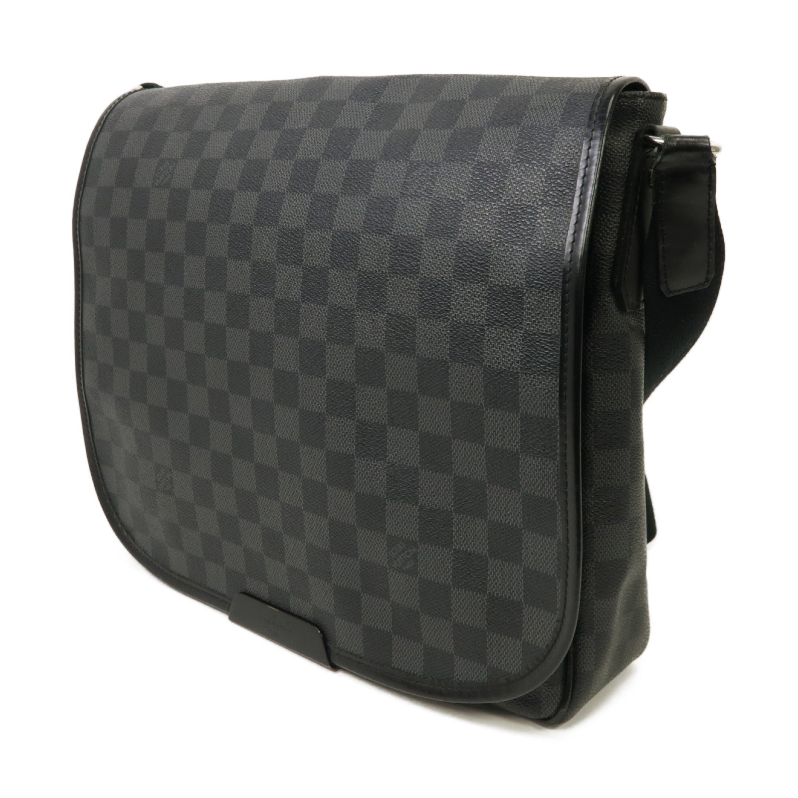 LOUIS VUITTON 【激減優惠】Damier Graphite Daniel MM銀扣肩背袋黑色