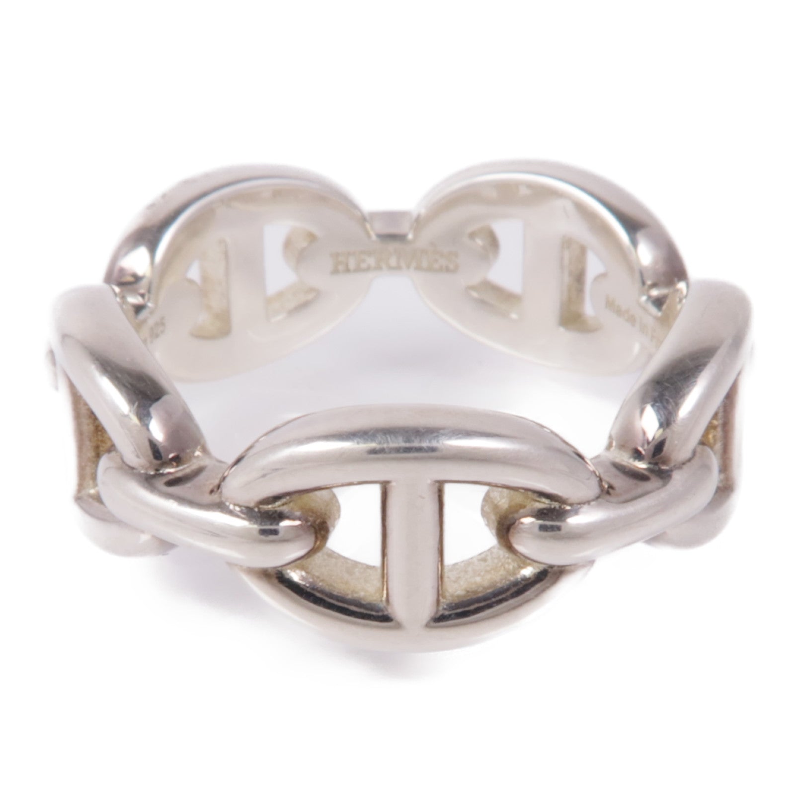 HERMES 925純銀Chaine d'ancre Enchainee Ring戒指Hermes#52/US#6