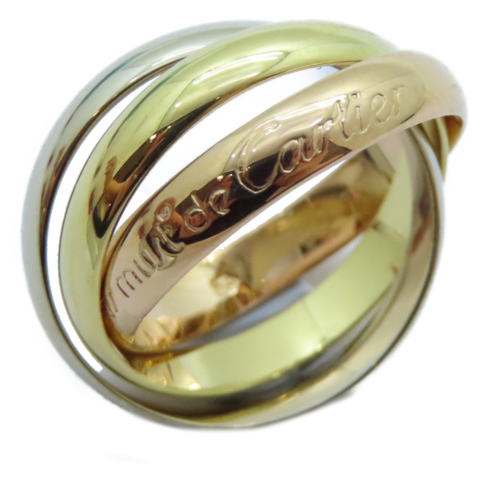 CARTIER 18K黃金/玫瑰金/白金Trinity戒指US#5.25/Cartier#50