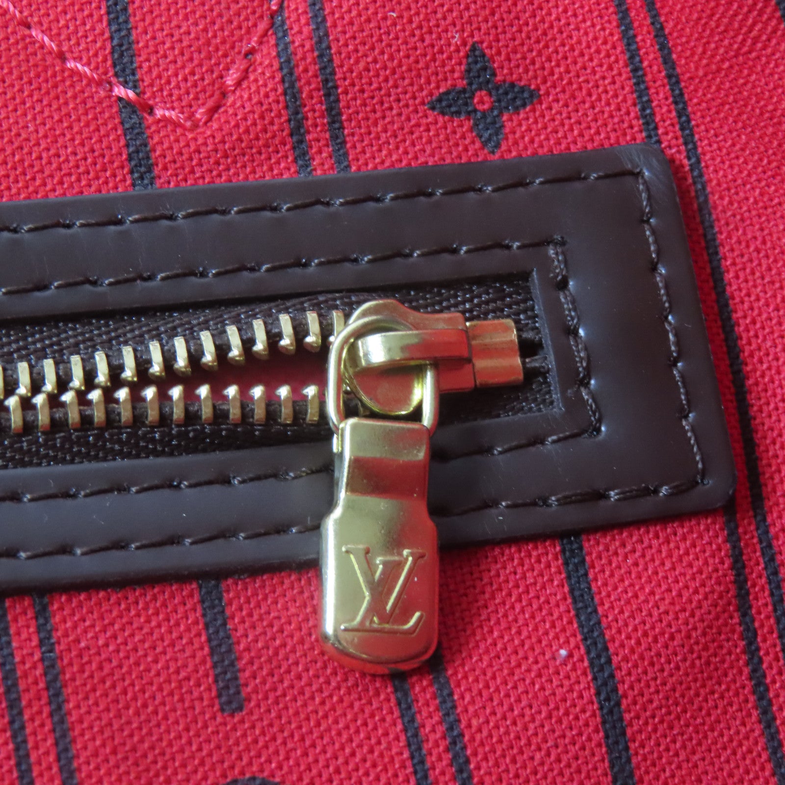 LOUIS VUITTON Damier Neverfull GM金扣手挽袋啡色