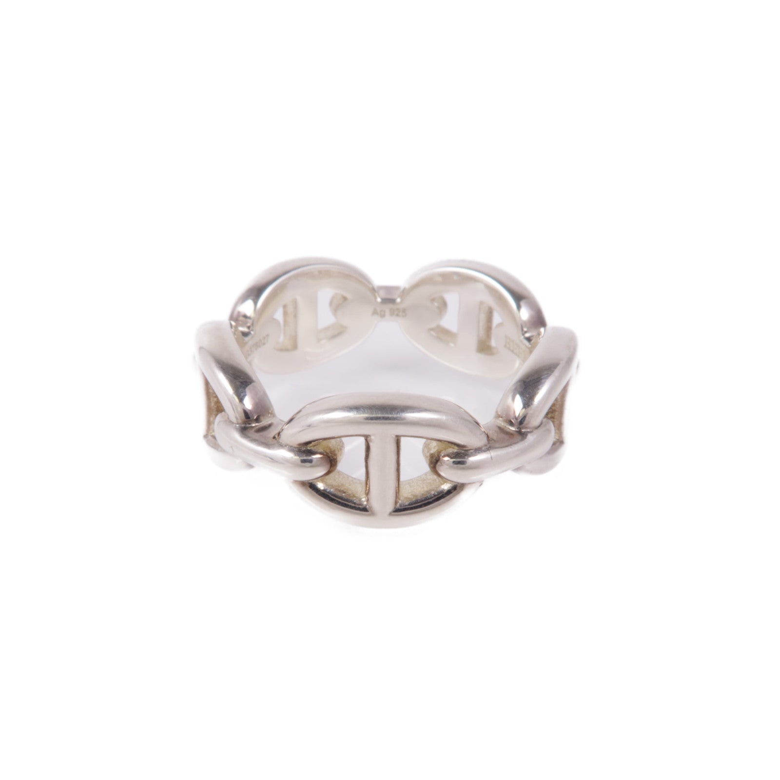 HERMES 925純銀Chaine d'ancre Enchainee Ring戒指Hermes#52/US#6