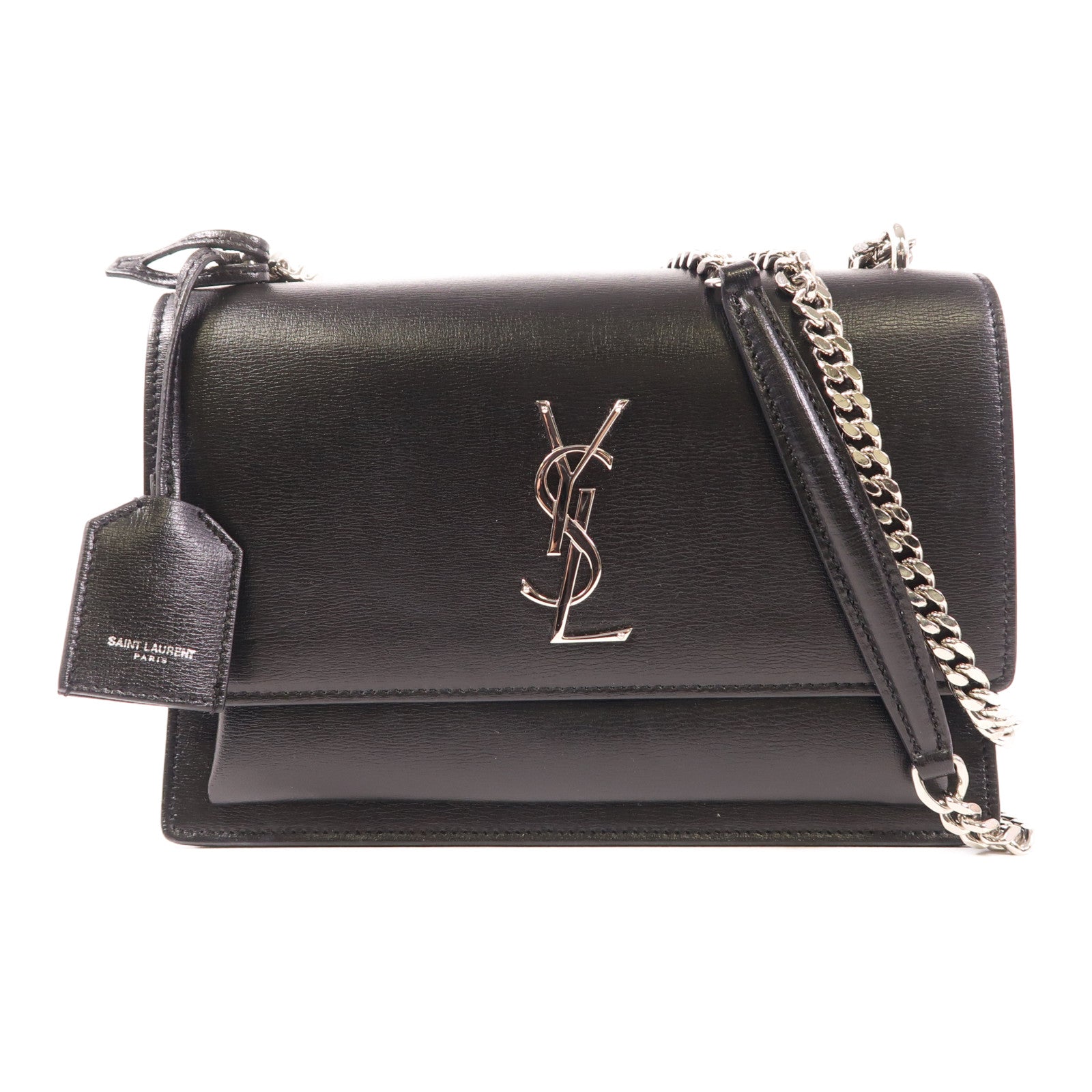 SAINT LAURENT 牛皮皮革Sunset Medium銀扣鏈帶肩背袋