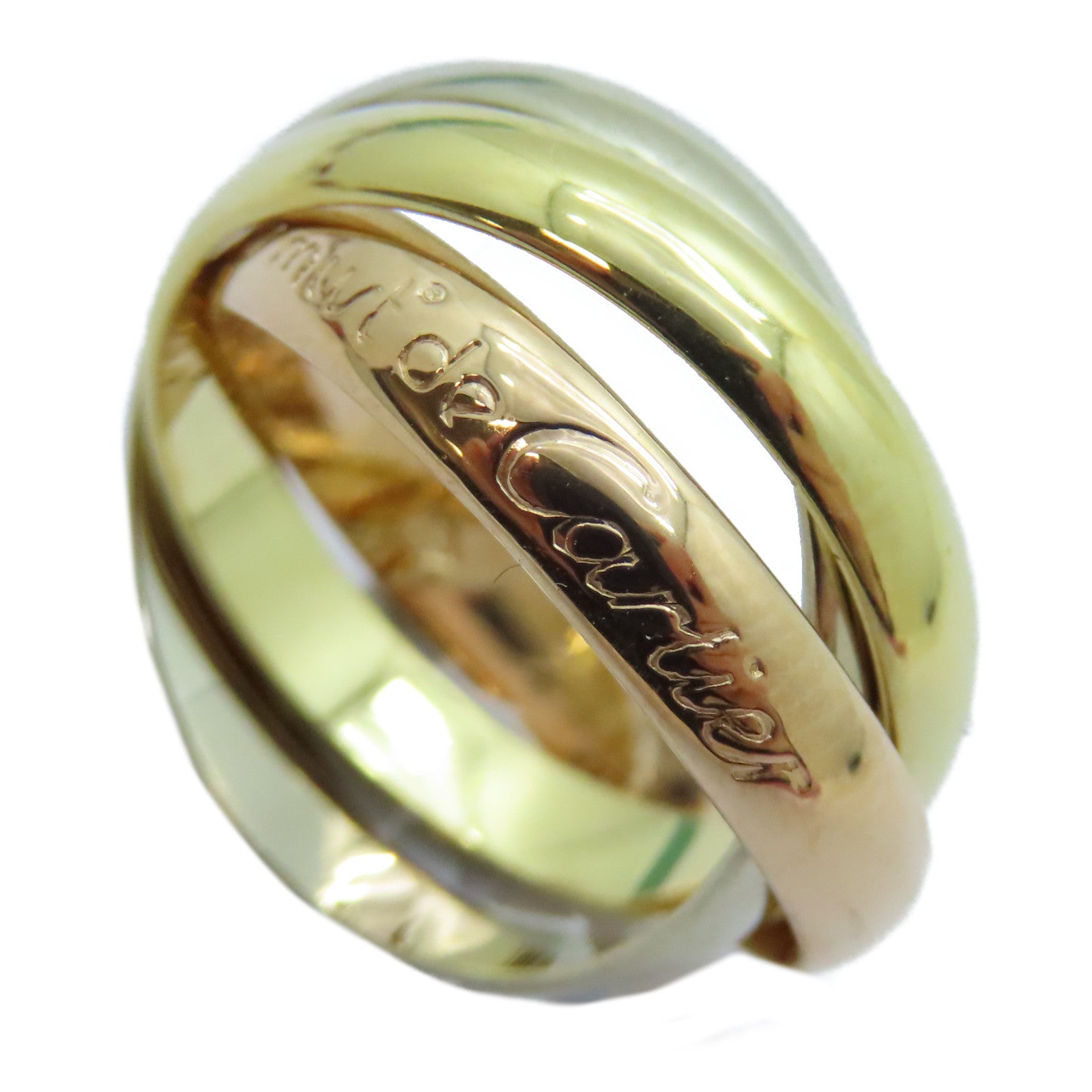 CARTIER 18K黃金/玫瑰金/白金Trinity戒指US#5.25/Cartier#50