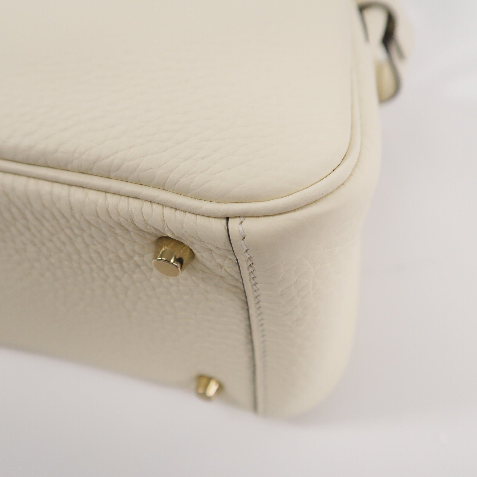 HERMES Clemence皮革Mini Lindy手挽肩背兩用袋Gream