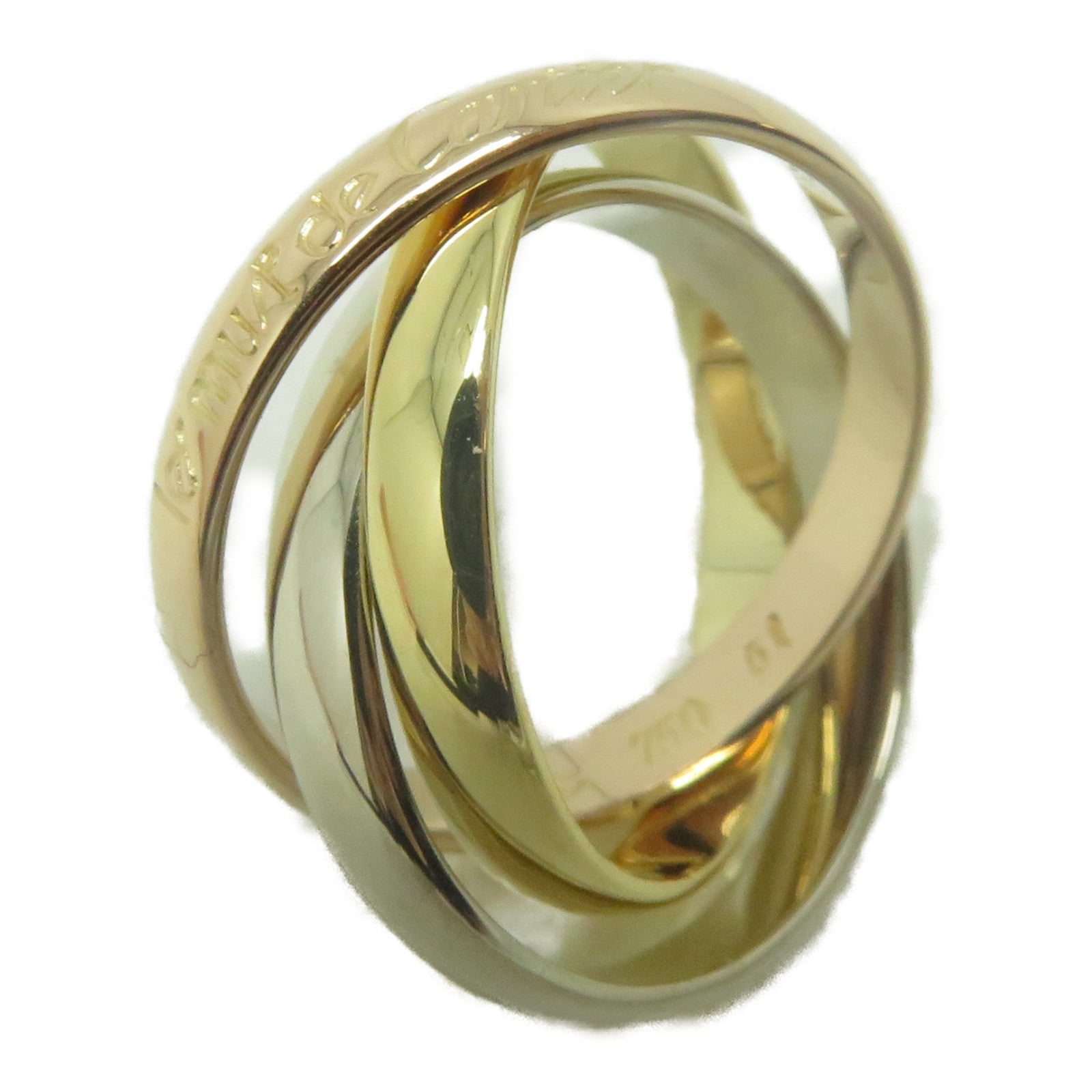 CARTIER 18K黃金/白金/玫瑰金Must De Trinity戒指Cartier#51/US#5.75