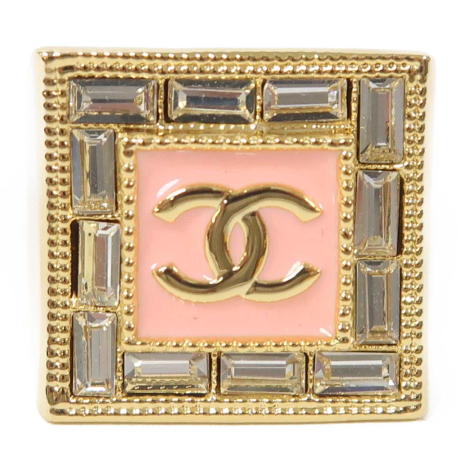 CHANEL 金屬Ring戒指金色/粉紅色US#5.75