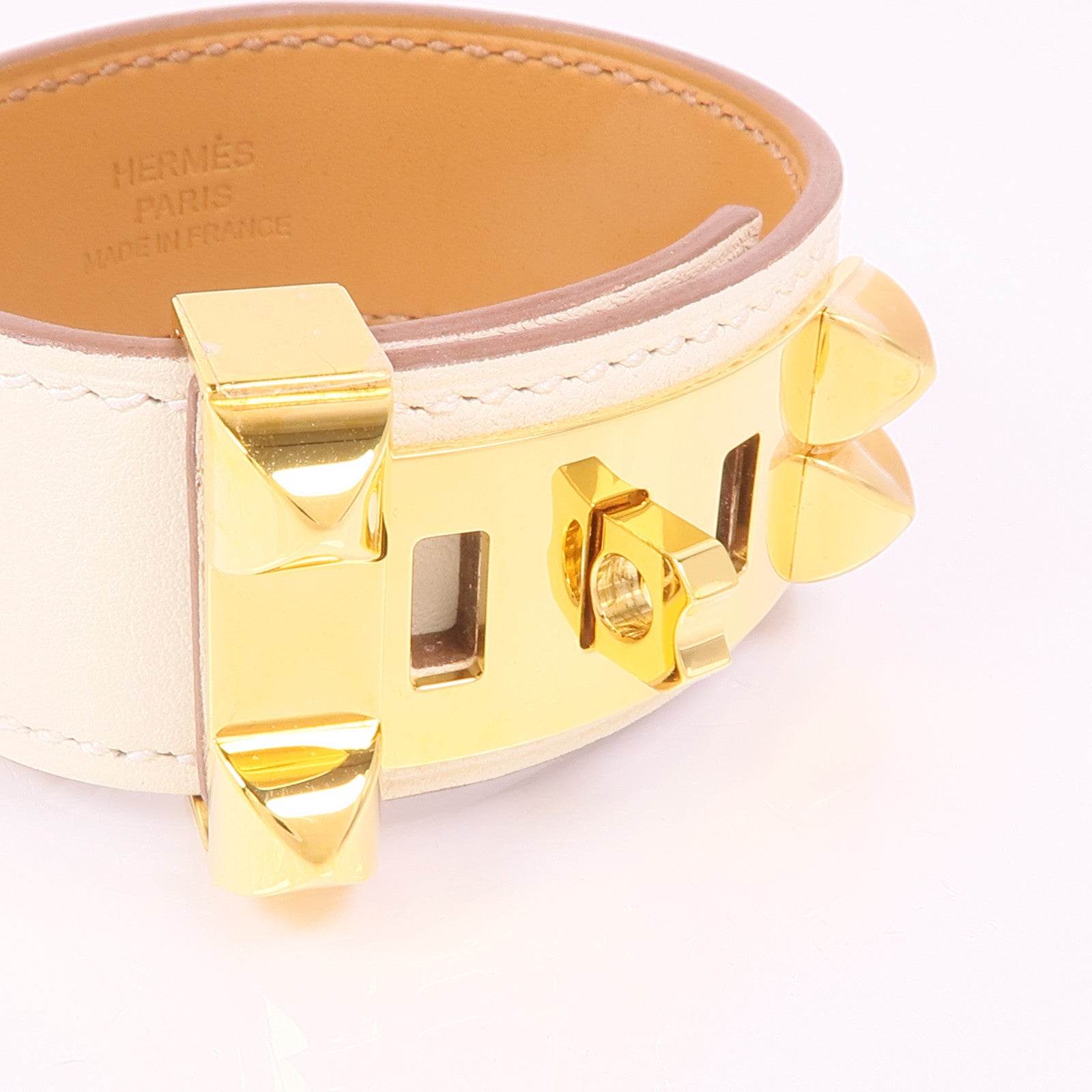 HERMES Swift皮革Collier De Chien 24 Bracelet金扣手鐲Nata