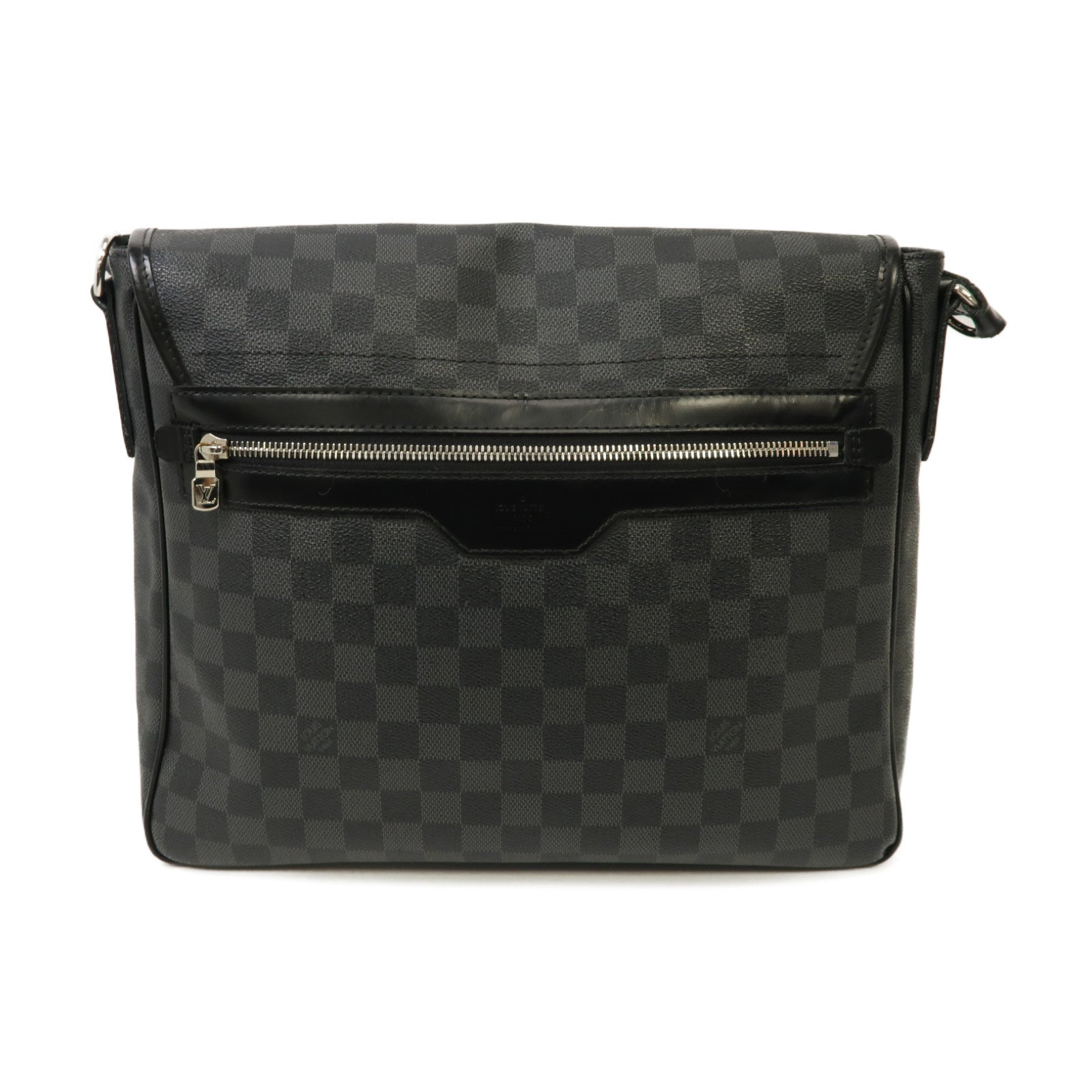 LOUIS VUITTON 【激減優惠】Damier Graphite Daniel MM銀扣肩背袋黑色