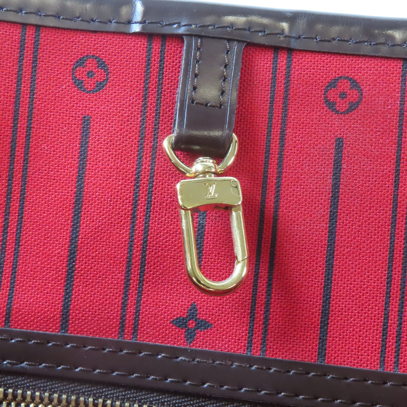 LOUIS VUITTON Damier Neverfull GM金扣手挽袋啡色