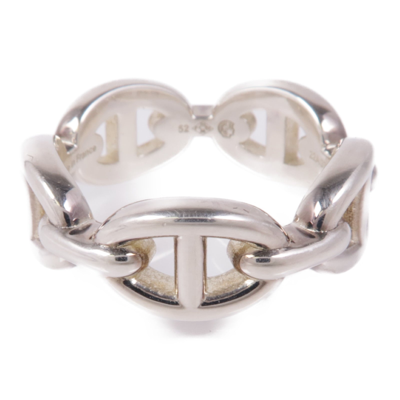 HERMES 925純銀Chaine d'ancre Enchainee Ring戒指Hermes#52/US#6