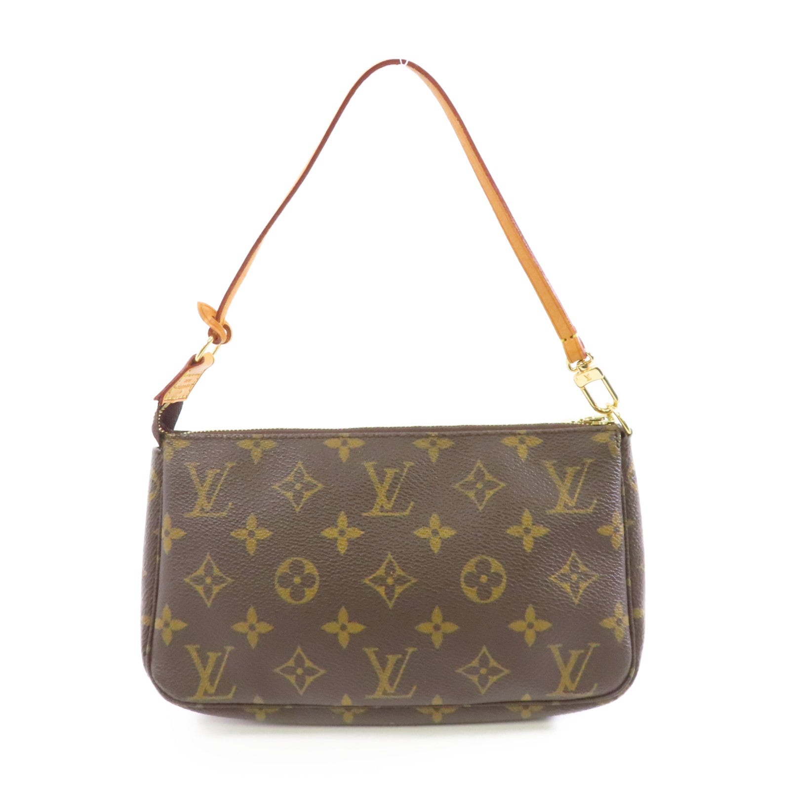 LOUIS VUITTON Monogram Pochette Accessoires金扣手挽袋啡色