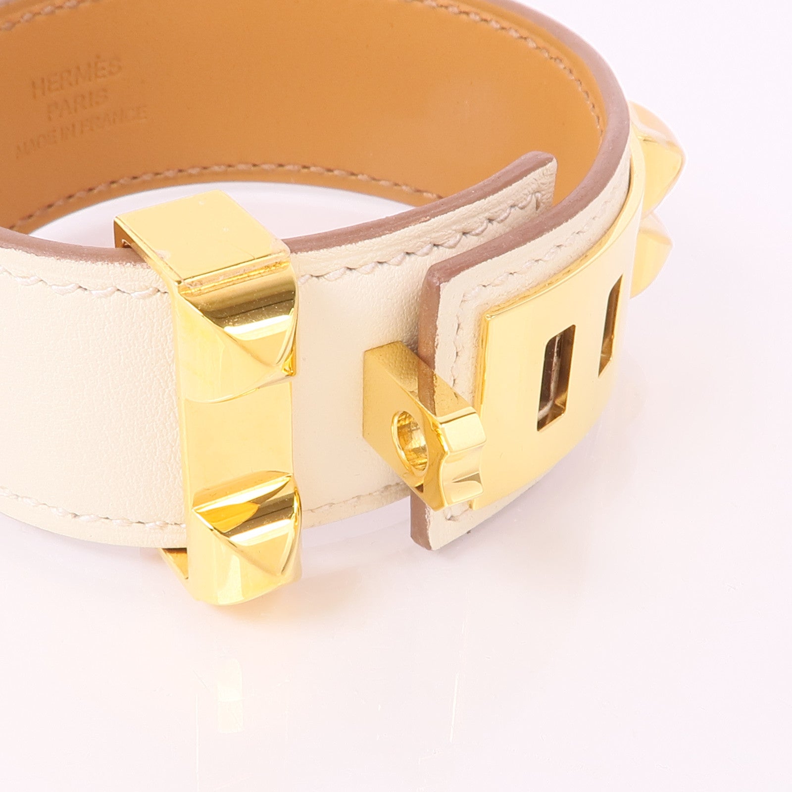HERMES Swift皮革Collier De Chien 24 Bracelet金扣手鐲Nata