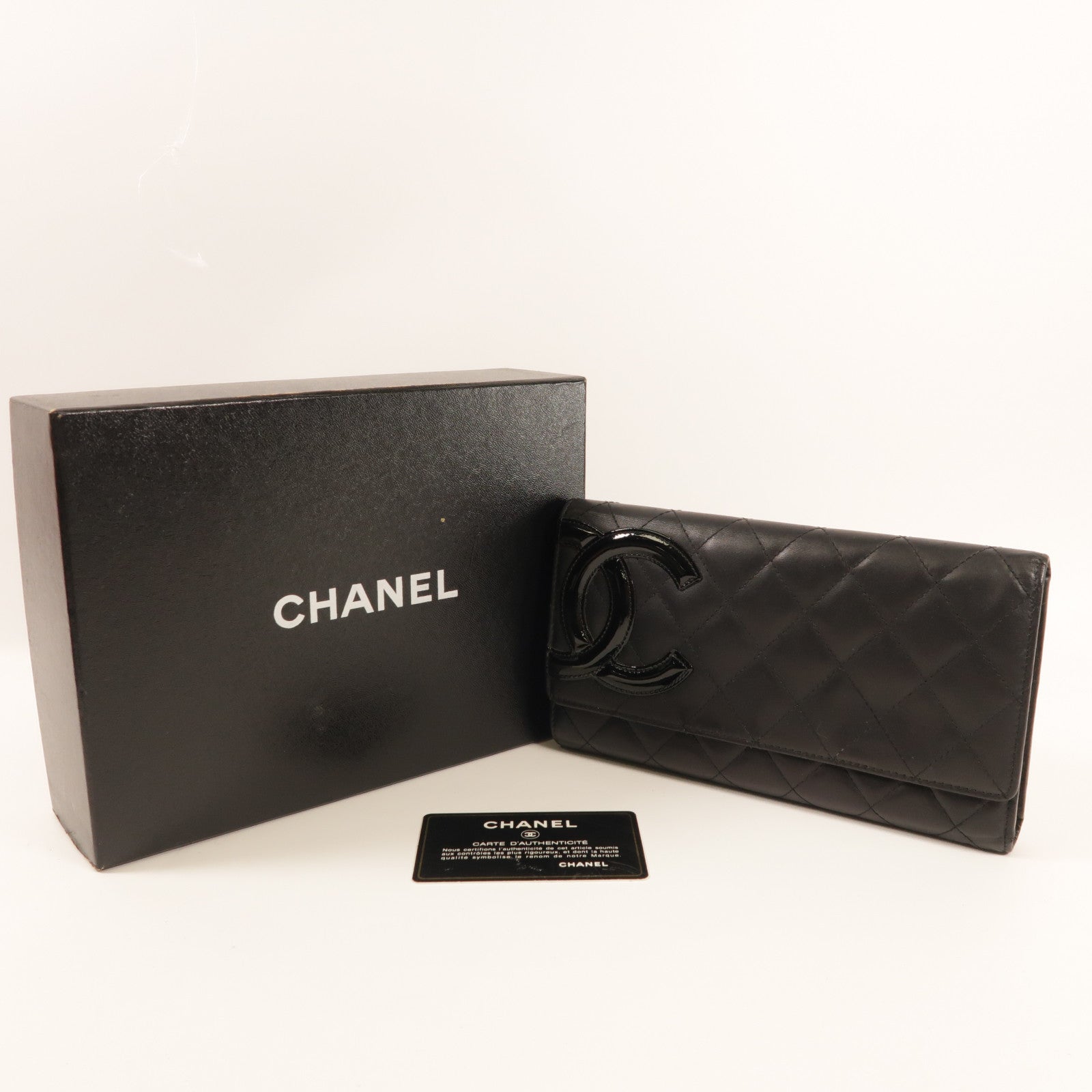 CHANEL CC SHW Cambon Long Wallet Calfskin Leather Black