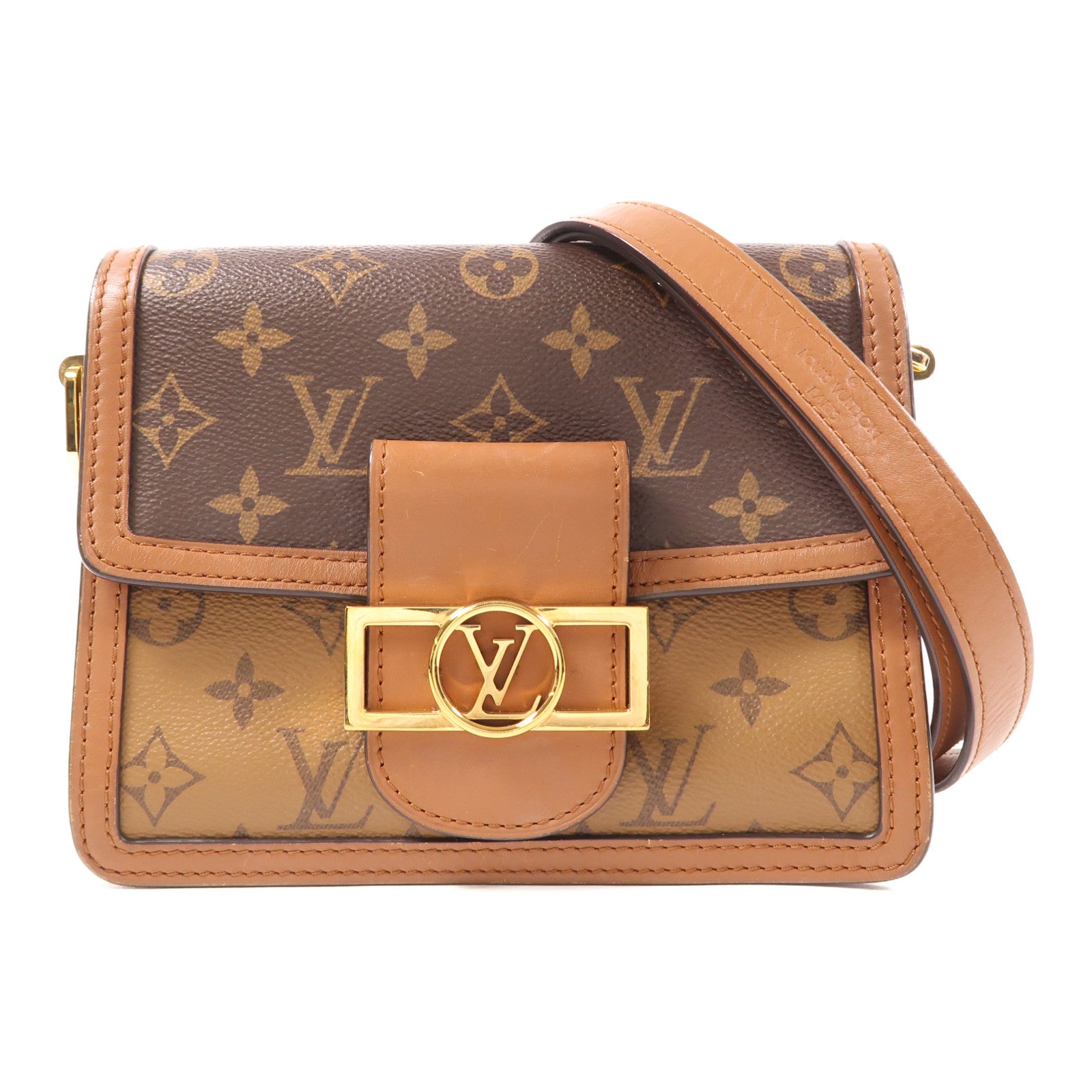 LOUIS VUITTON 【激減優惠】Monogram Reverse Mini Dauphine金扣肩背袋
