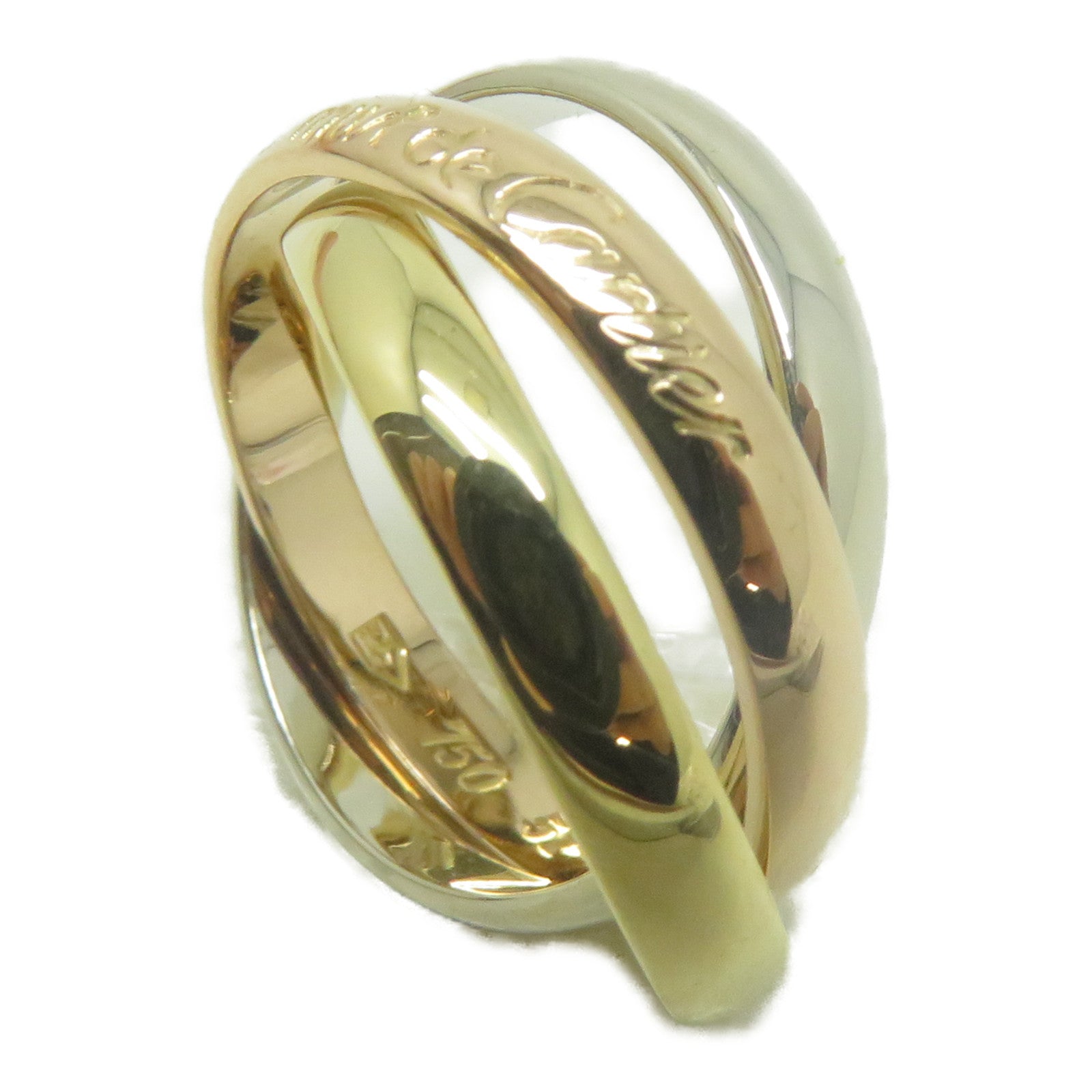 CARTIER 18K黃金/白金/玫瑰金Must De Trinity戒指Cartier#51/US#5.75