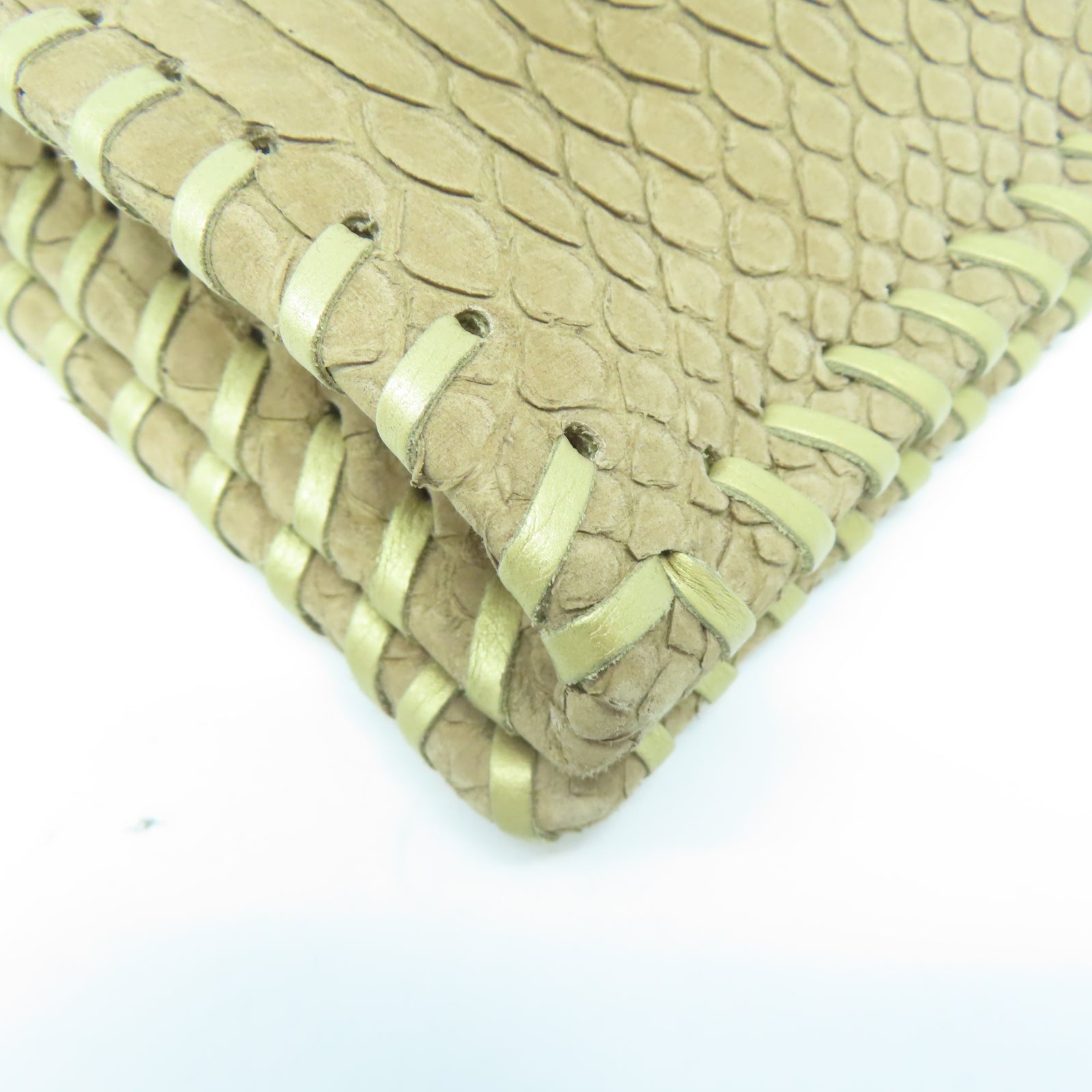 CHANEL 【激減優惠】蛇皮皮革Clutch金扣手拿包棕色