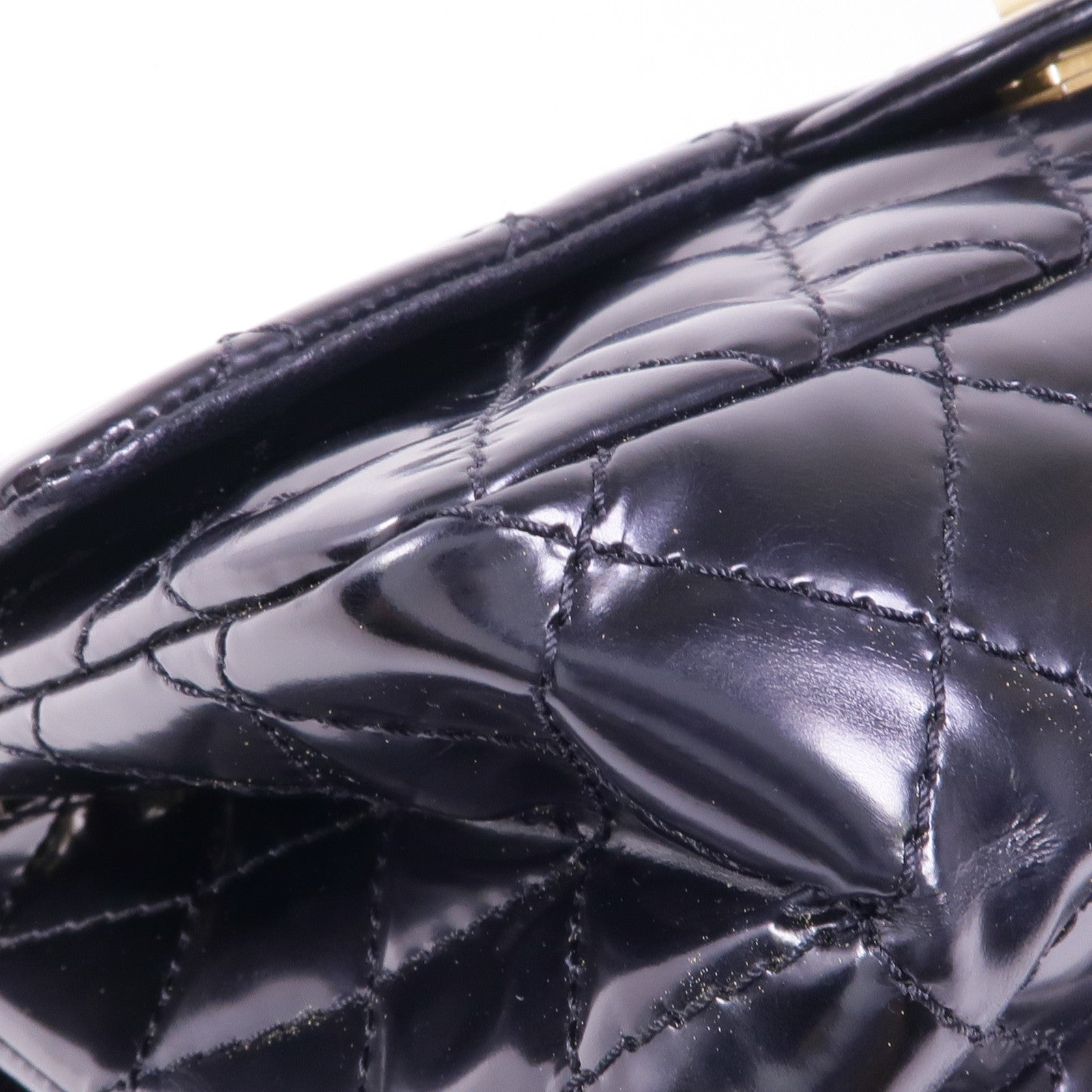 CHANEL 漆皮皮革Chain Shoulder金扣鏈帶肩背袋