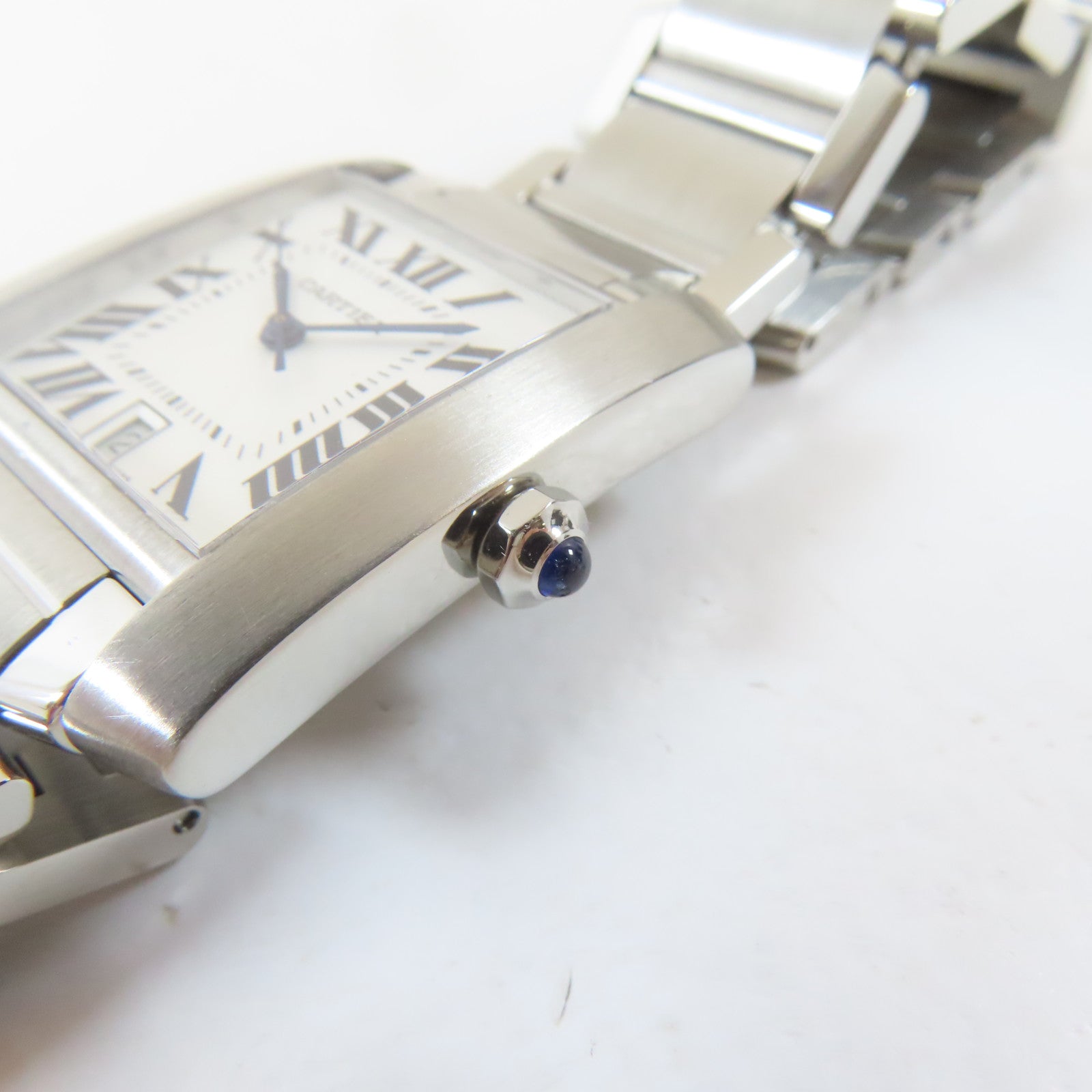 CARTIER Tank Francaise不鏽鋼手錶自動機芯白色#16.75cm