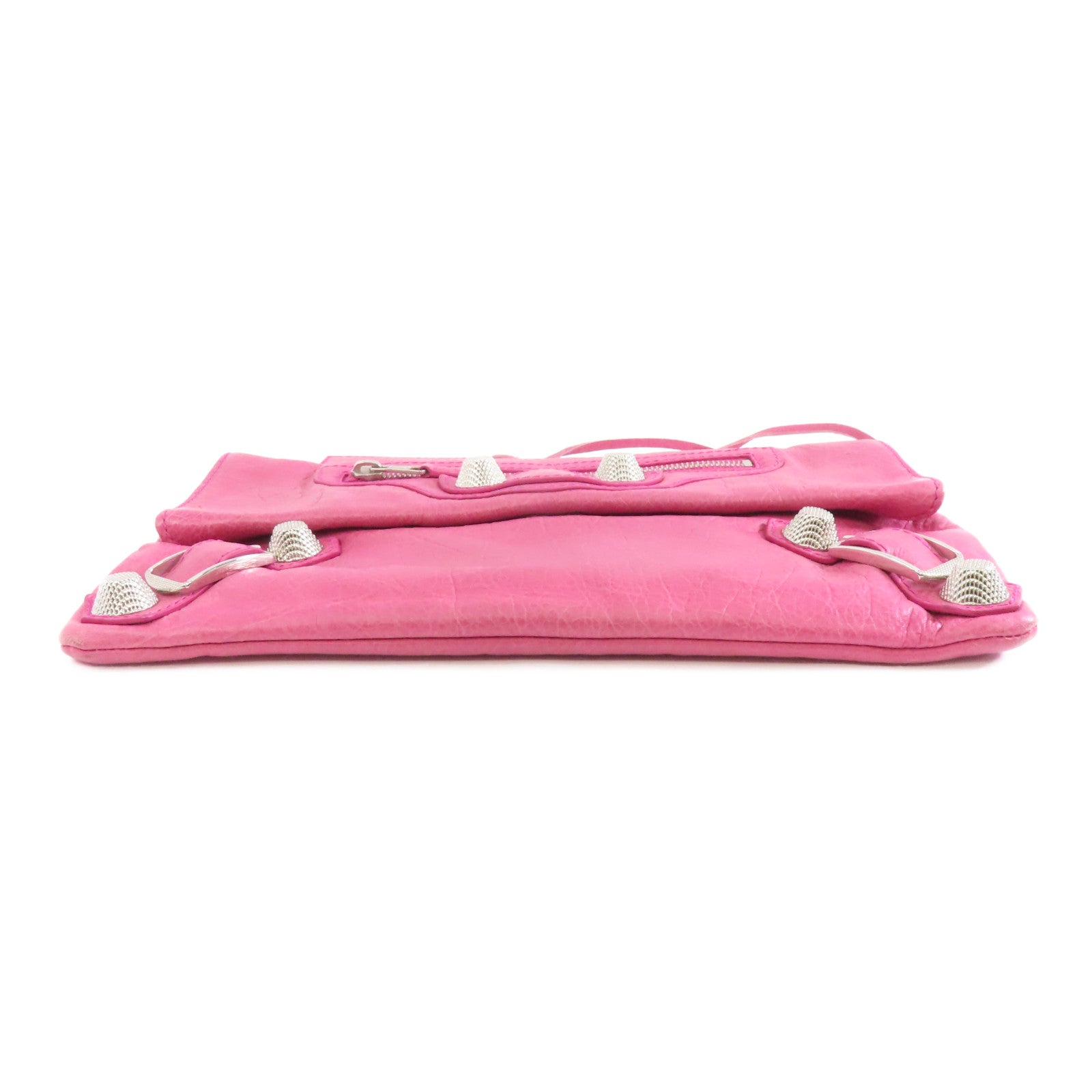BALENCIAGA 牛皮皮革Clutch Bag銀扣手拿包粉紅色