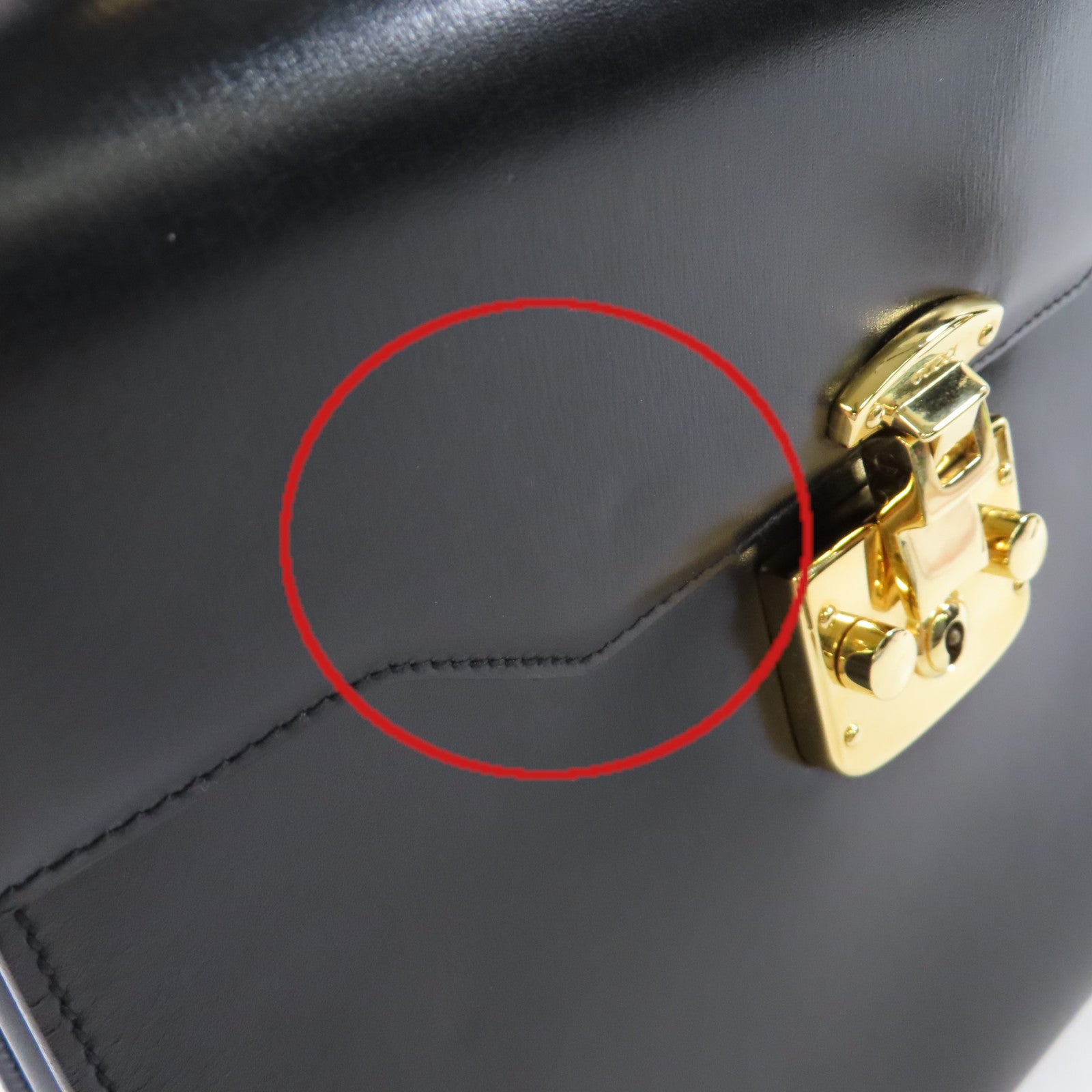 GUCCI 牛皮皮革Vintage Lady Lock Hand Bag金扣手挽袋黑色