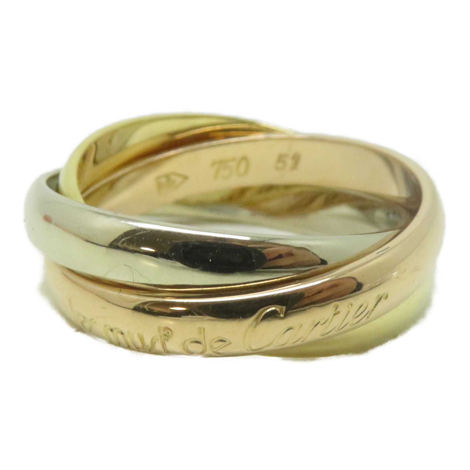 CARTIER 18K黃金/白金/玫瑰金Must De Trinity戒指Cartier#51/US#5.75