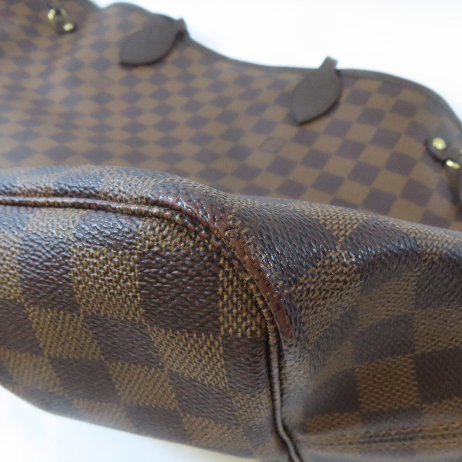 LOUIS VUITTON Damier Neverfull GM金扣手挽袋啡色