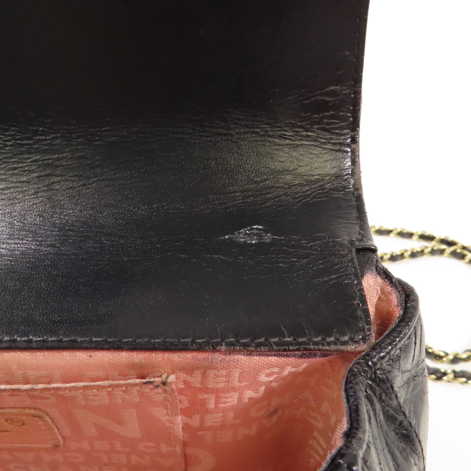 CHANEL 牛皮皮革Shoulder Bag金扣鏈帶肩背袋