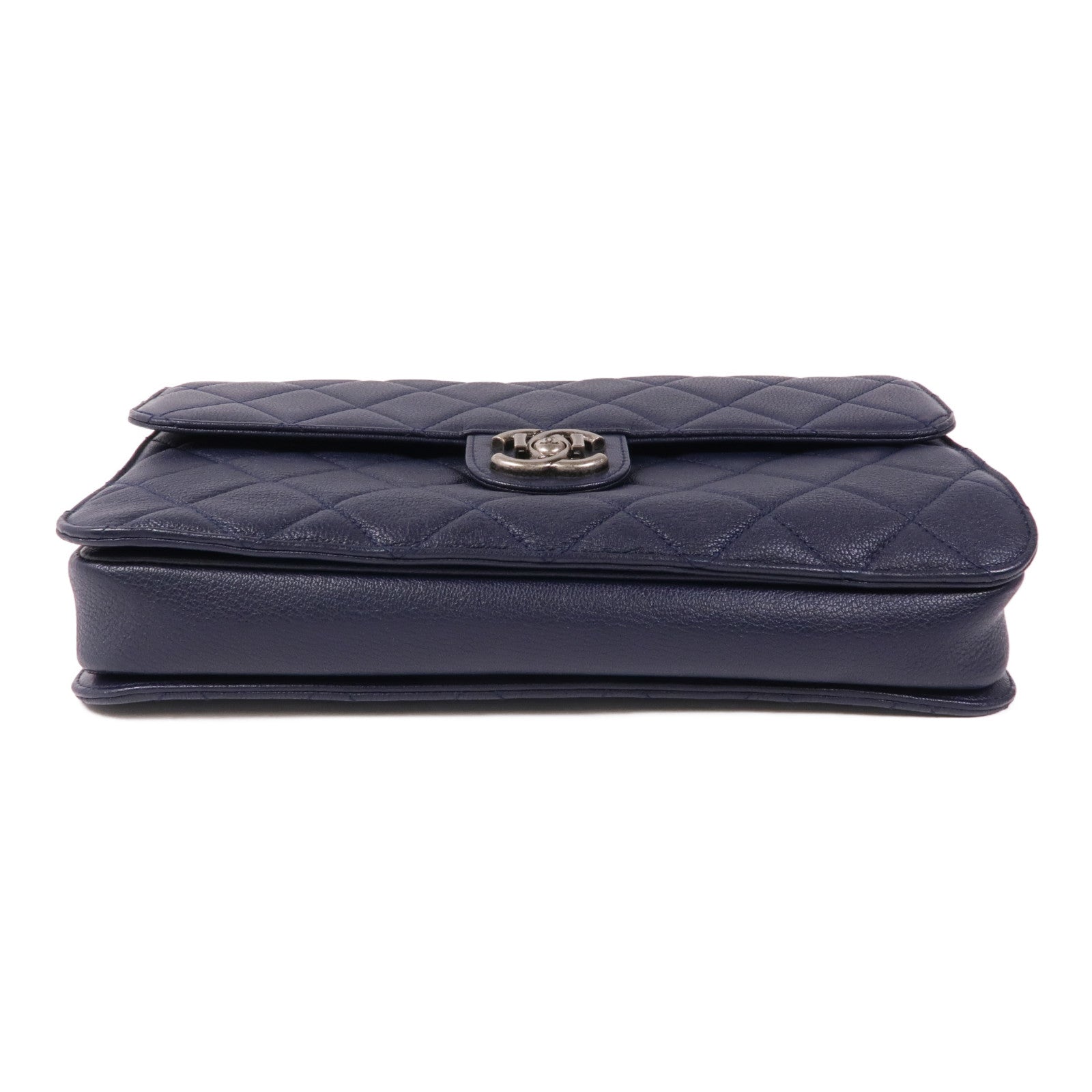 CHANEL 牛皮皮革Chain Shoulder銀扣手挽肩背兩用袋