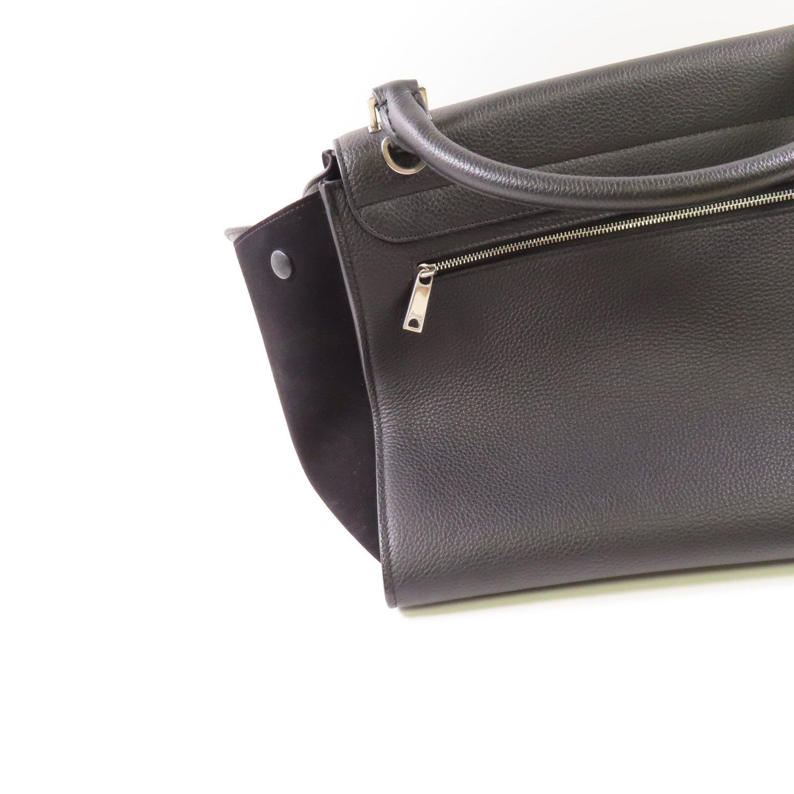 CELINE 牛皮皮革Trapeze銀扣手挽肩背兩用袋