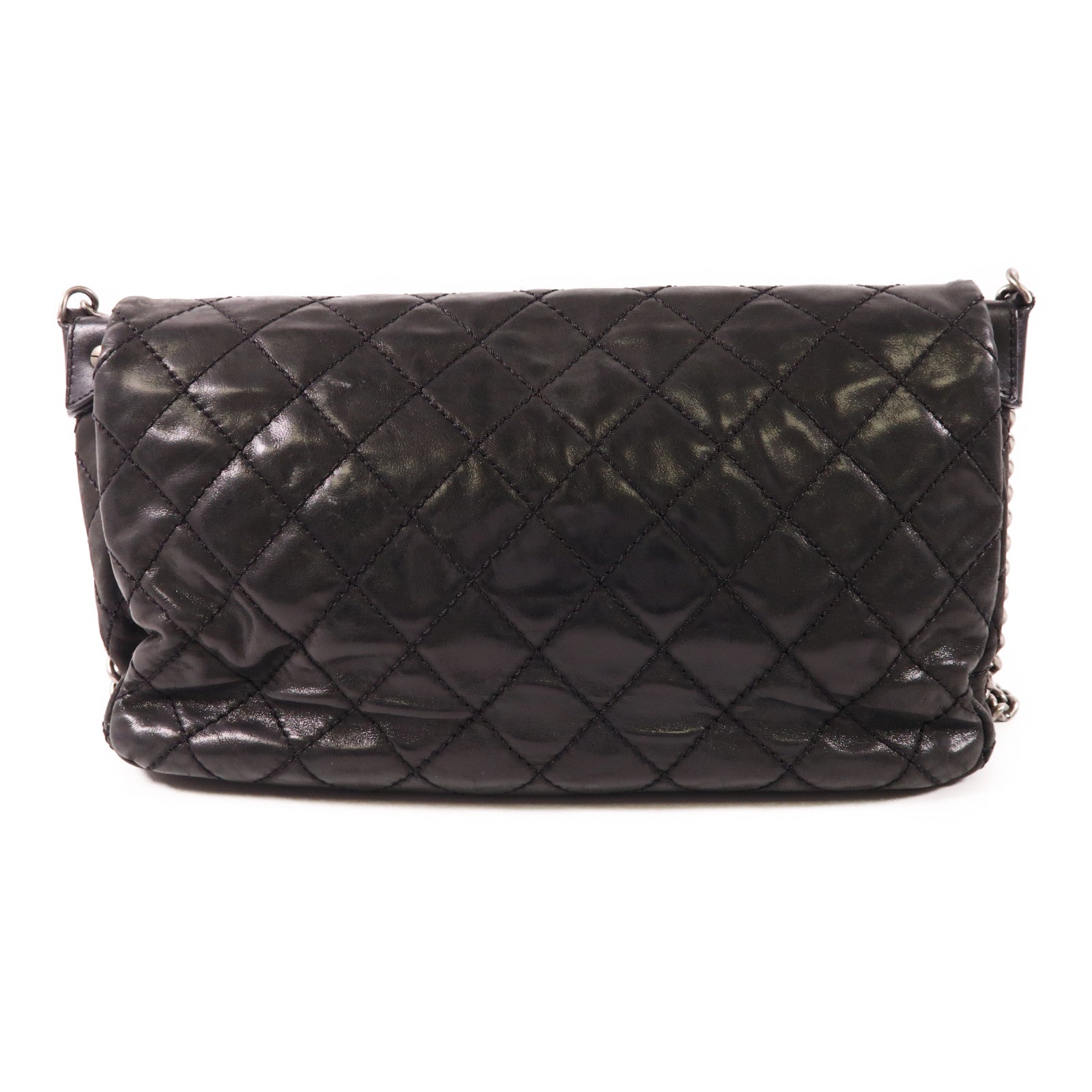 CHANEL CC SHW Chain Shoulder Bag Leather Black