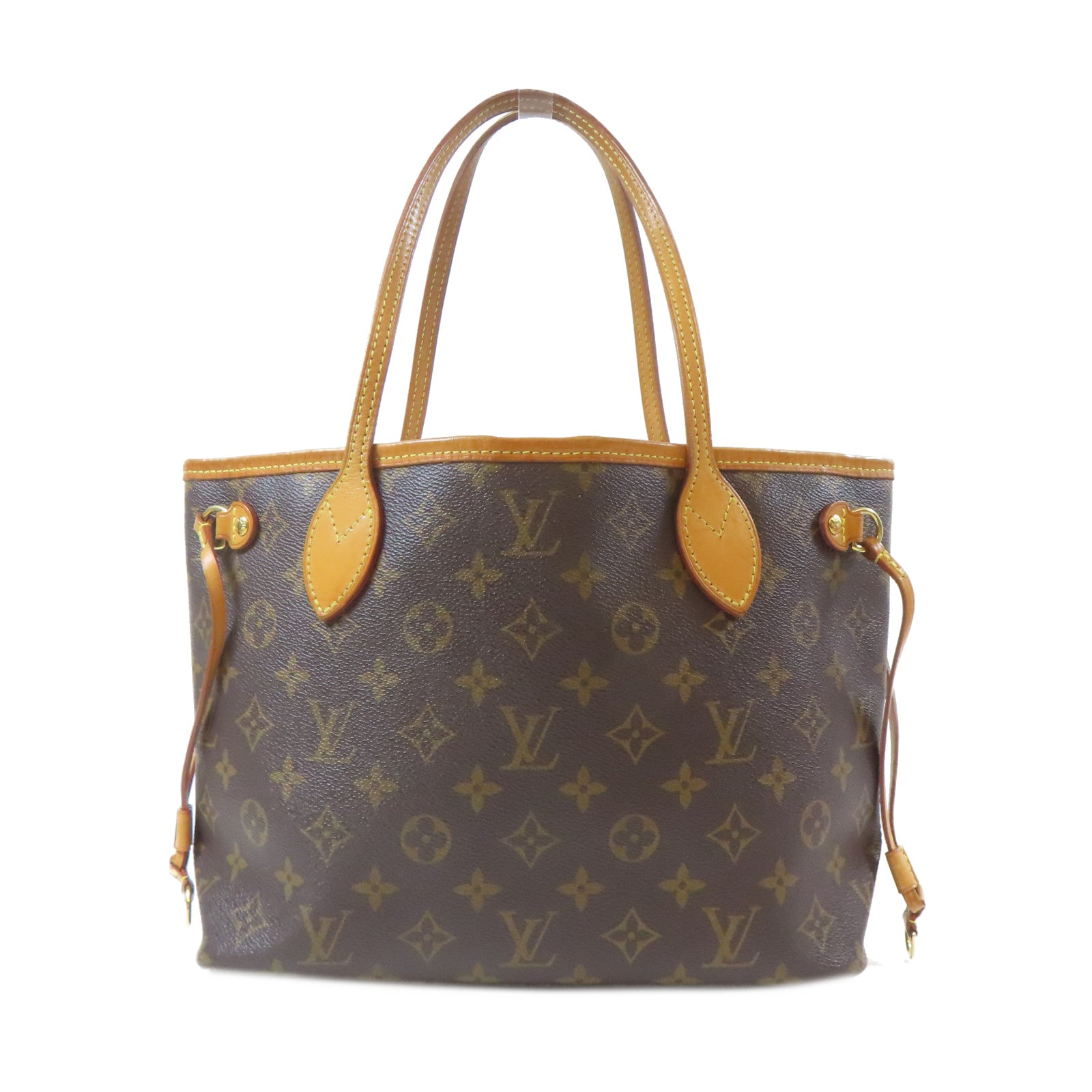 LOUIS VUITTON Monogram Neverfull PM金扣手挽袋啡色