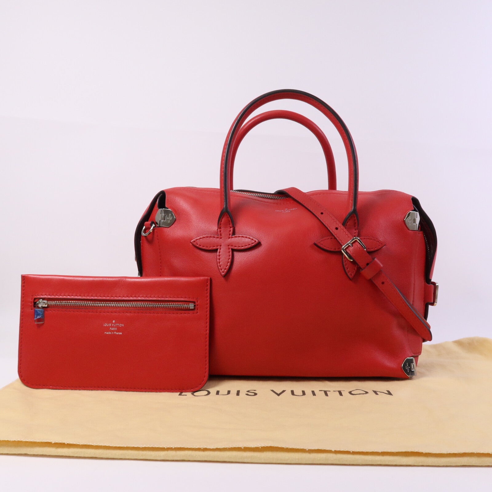 LOUIS VUITTON 牛皮皮革Garance銀扣手挽肩背兩用袋