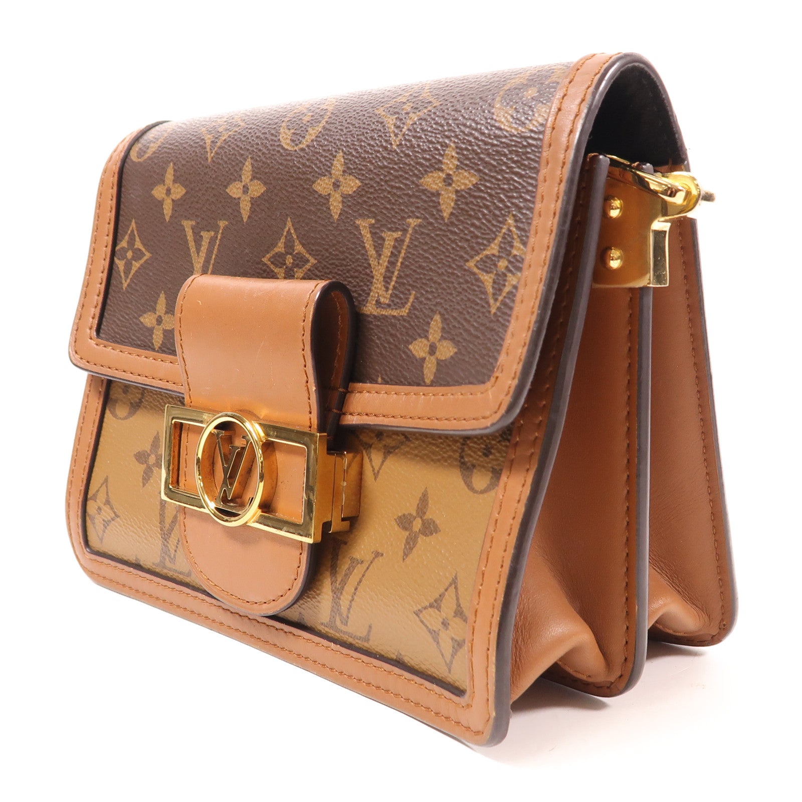 LOUIS VUITTON 【激減優惠】Monogram Reverse Mini Dauphine金扣肩背袋