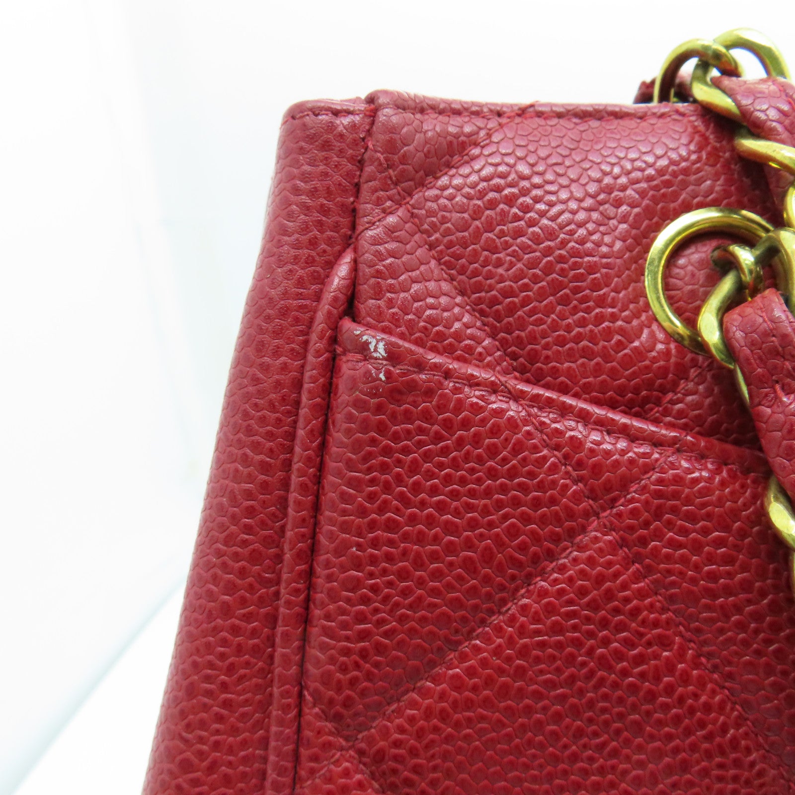 CHANEL cowhide leather Chain Shoulder gold buckle chain shoulder bag red