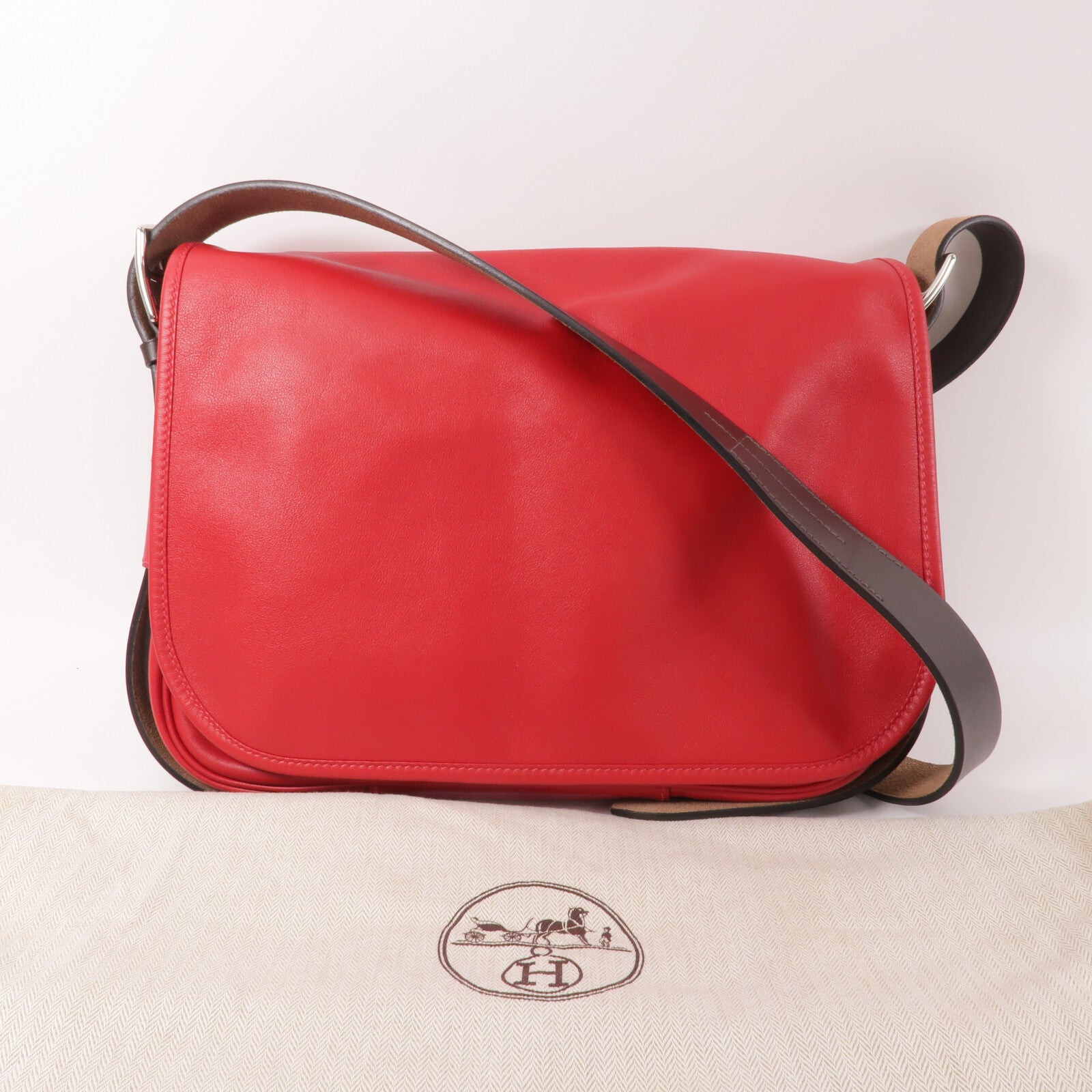 HERMES Swift皮革Brada 30肩背袋Rouge Tomate