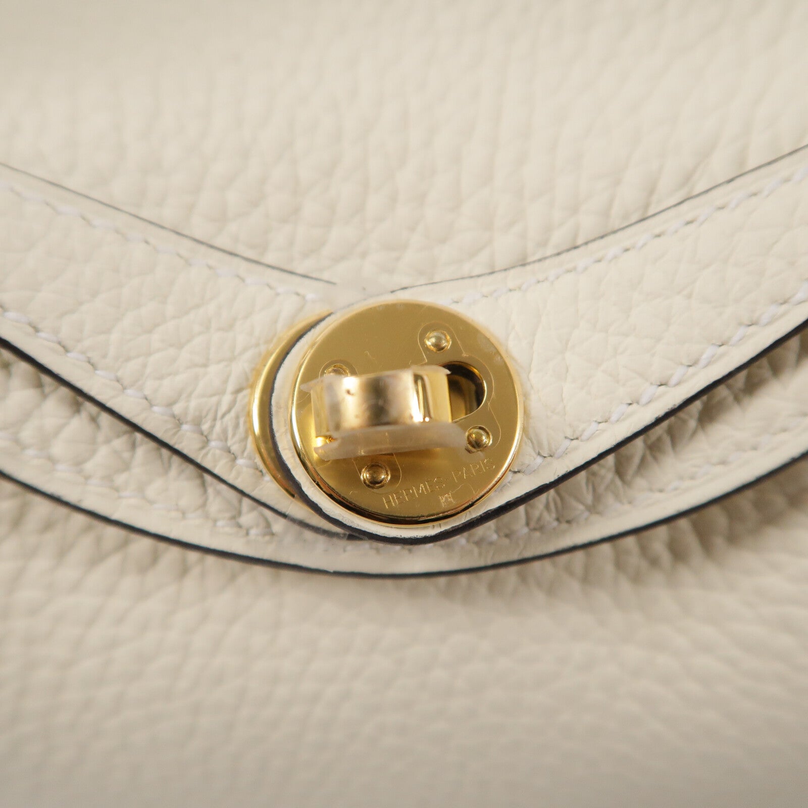 HERMES Clemence皮革Mini Lindy手挽肩背兩用袋Gream