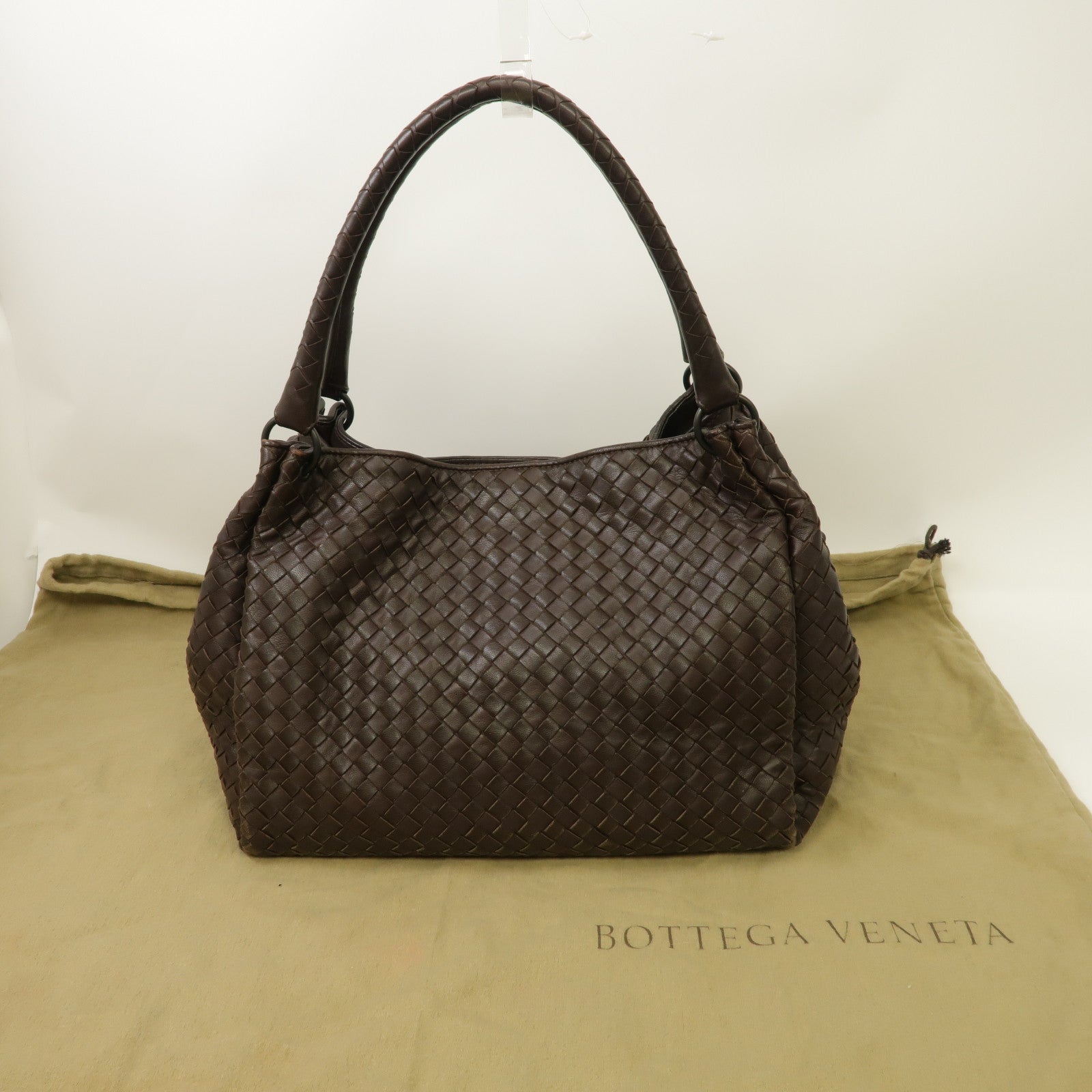 BOTTEGA VENETA 織紋皮革Shoulder Bag肩背袋啡色